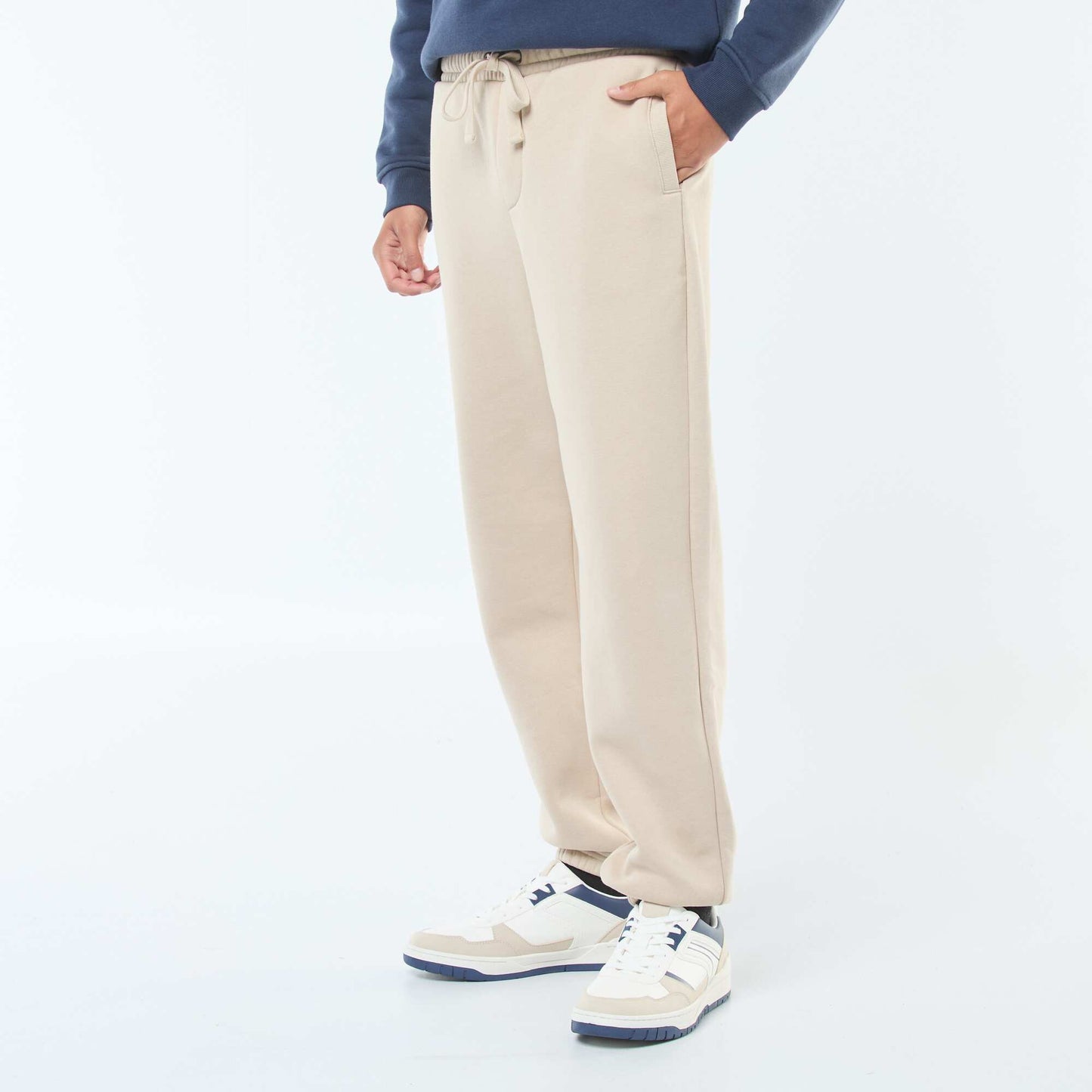 Plain joggers with drawstrings at the waist BEIGE