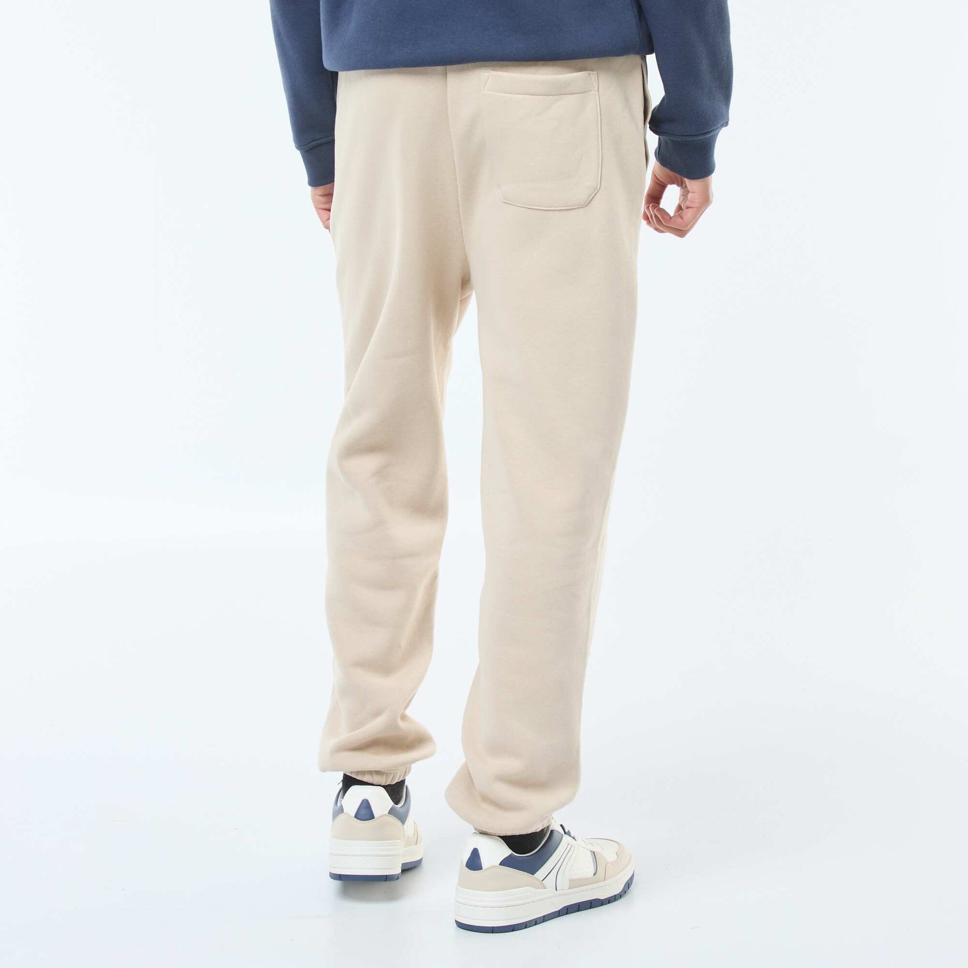 Plain joggers with drawstrings at the waist BEIGE