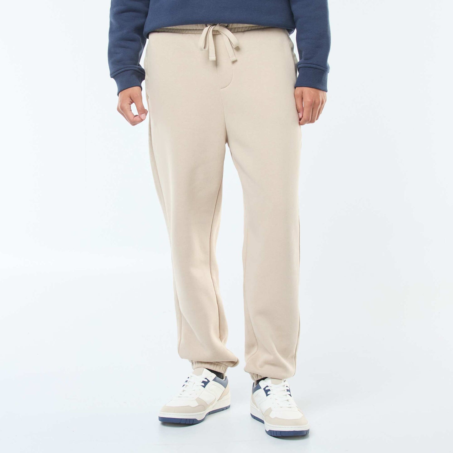 Plain joggers with drawstrings at the waist BEIGE