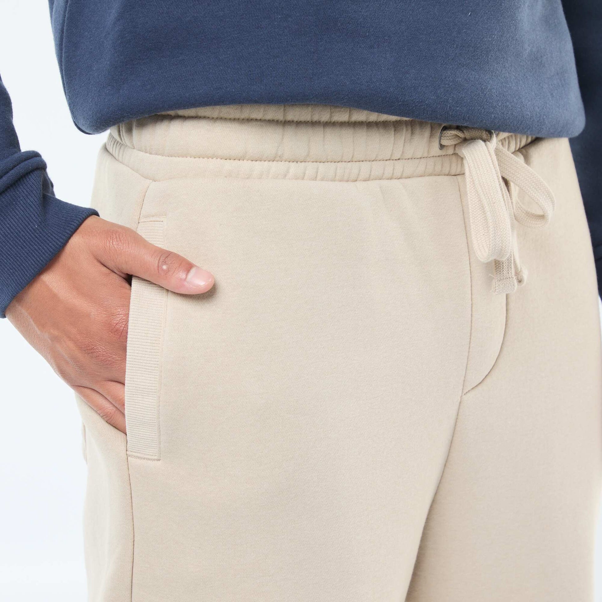 Plain joggers with drawstrings at the waist BEIGE