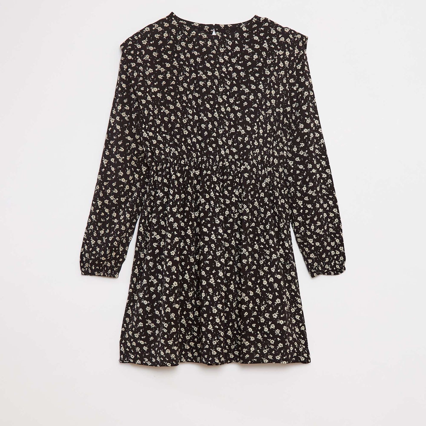 Flowing floral crêpe knit dress BLACK