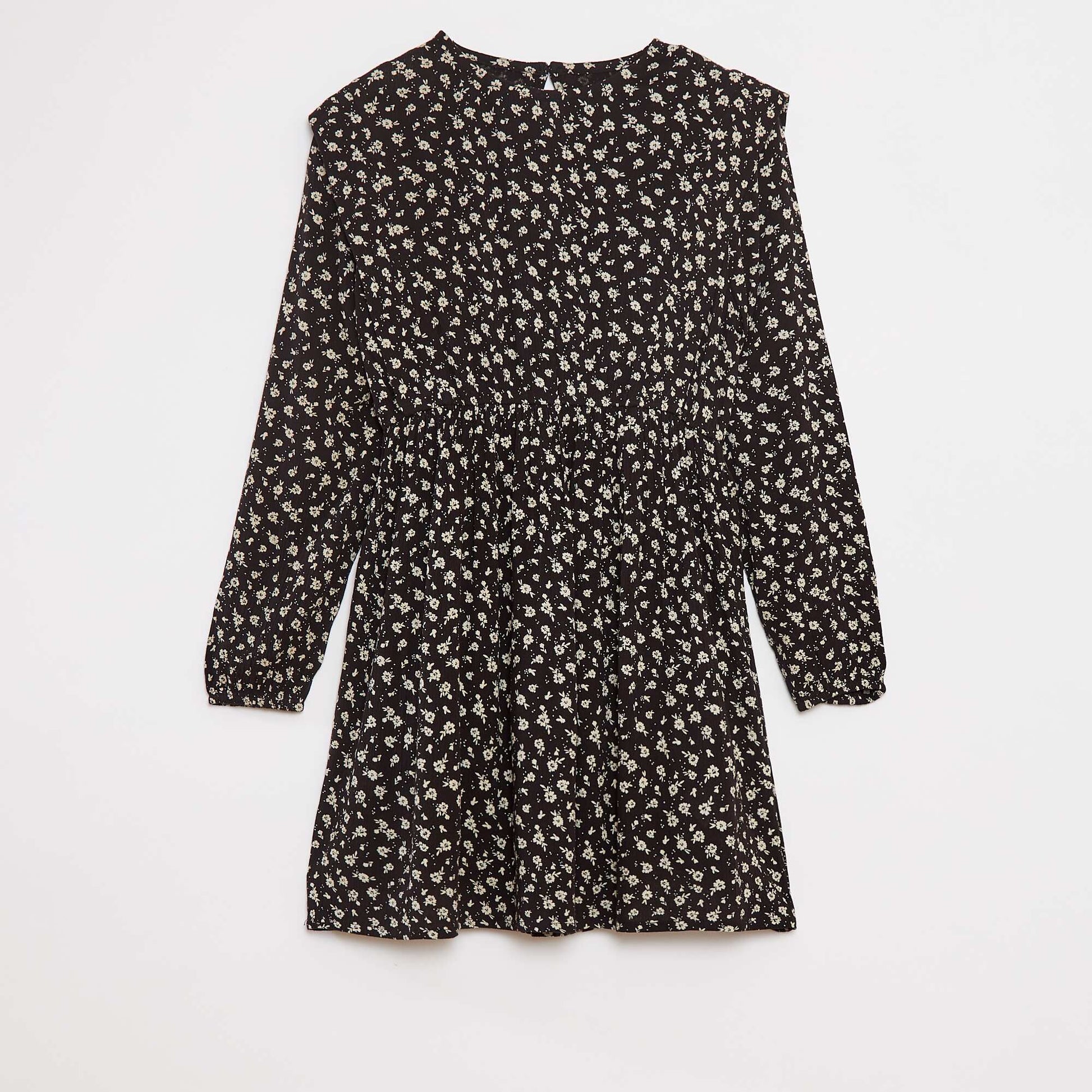 Flowing floral crêpe knit dress BLACK