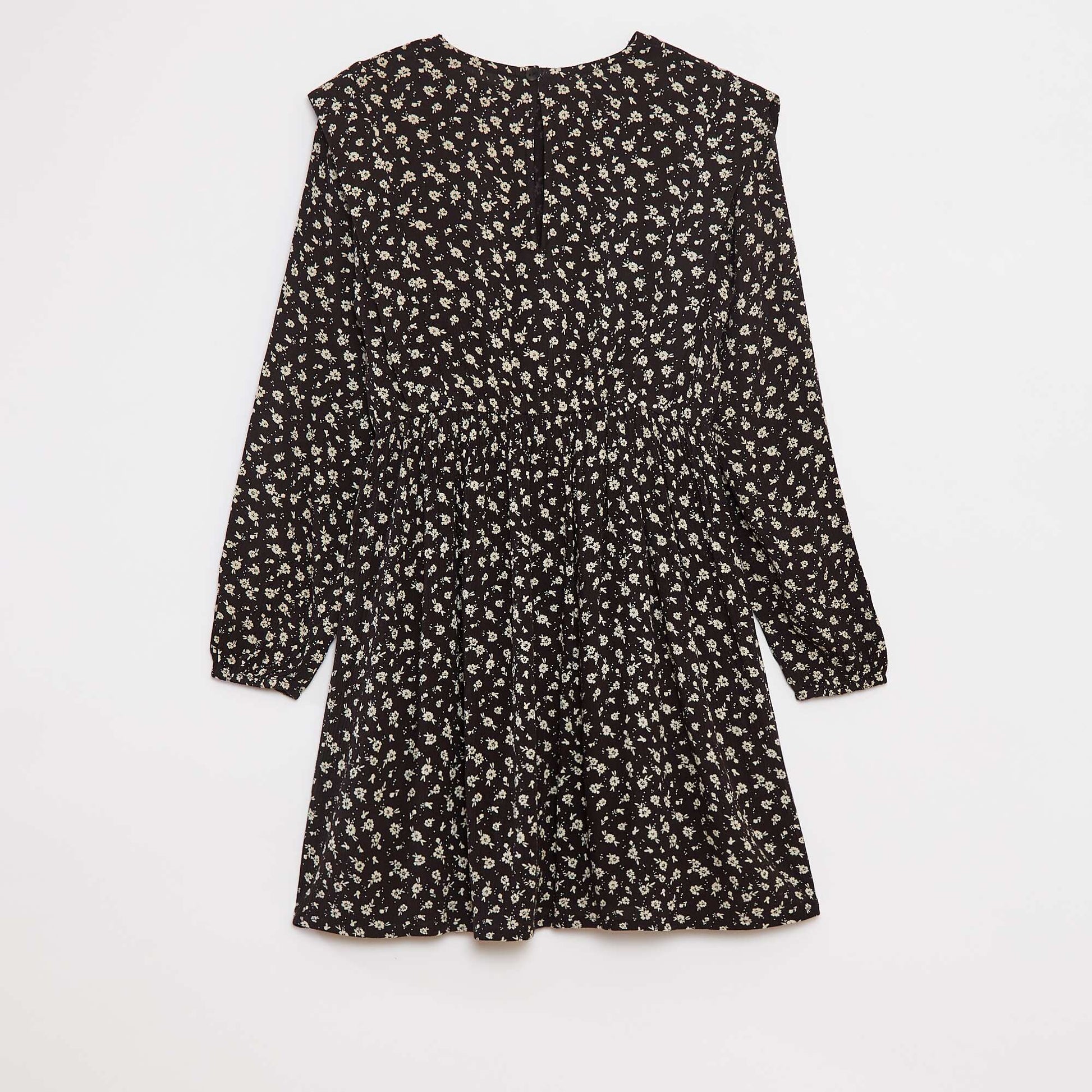 Flowing floral crêpe knit dress BLACK