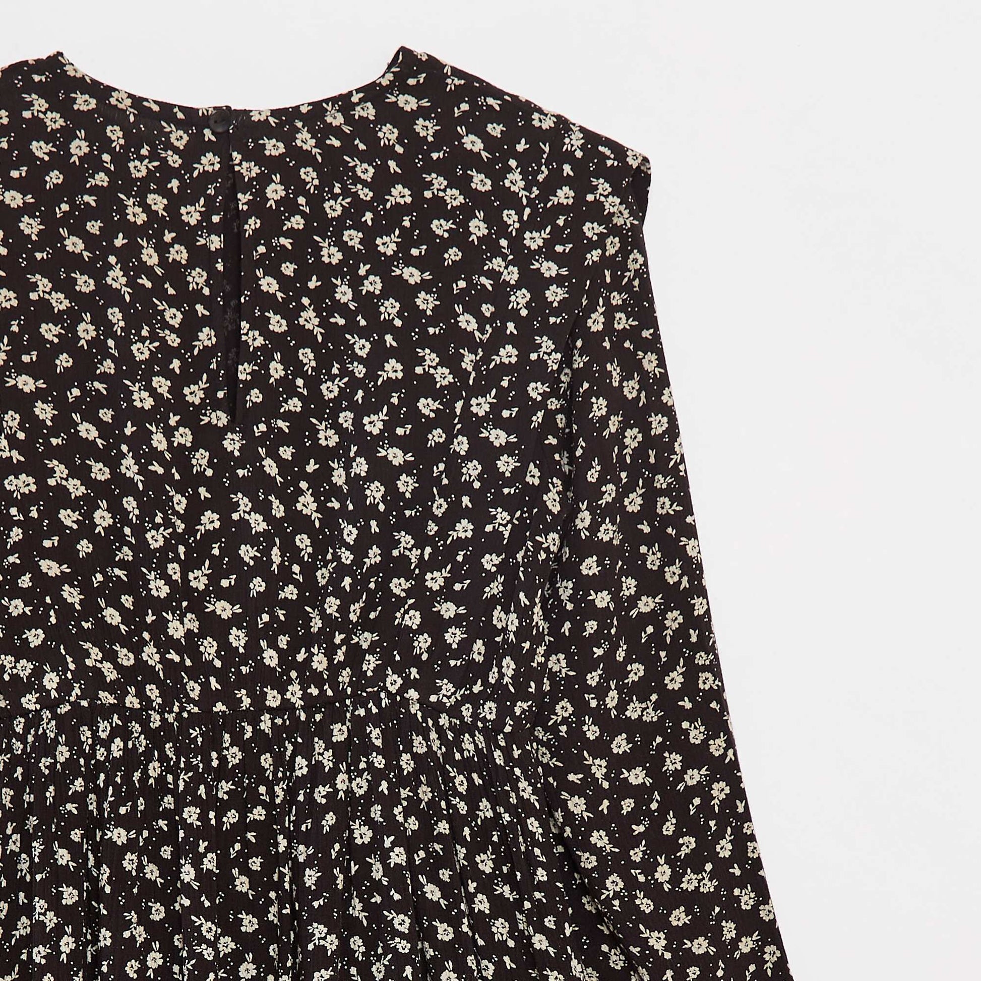 Flowing floral crêpe knit dress BLACK
