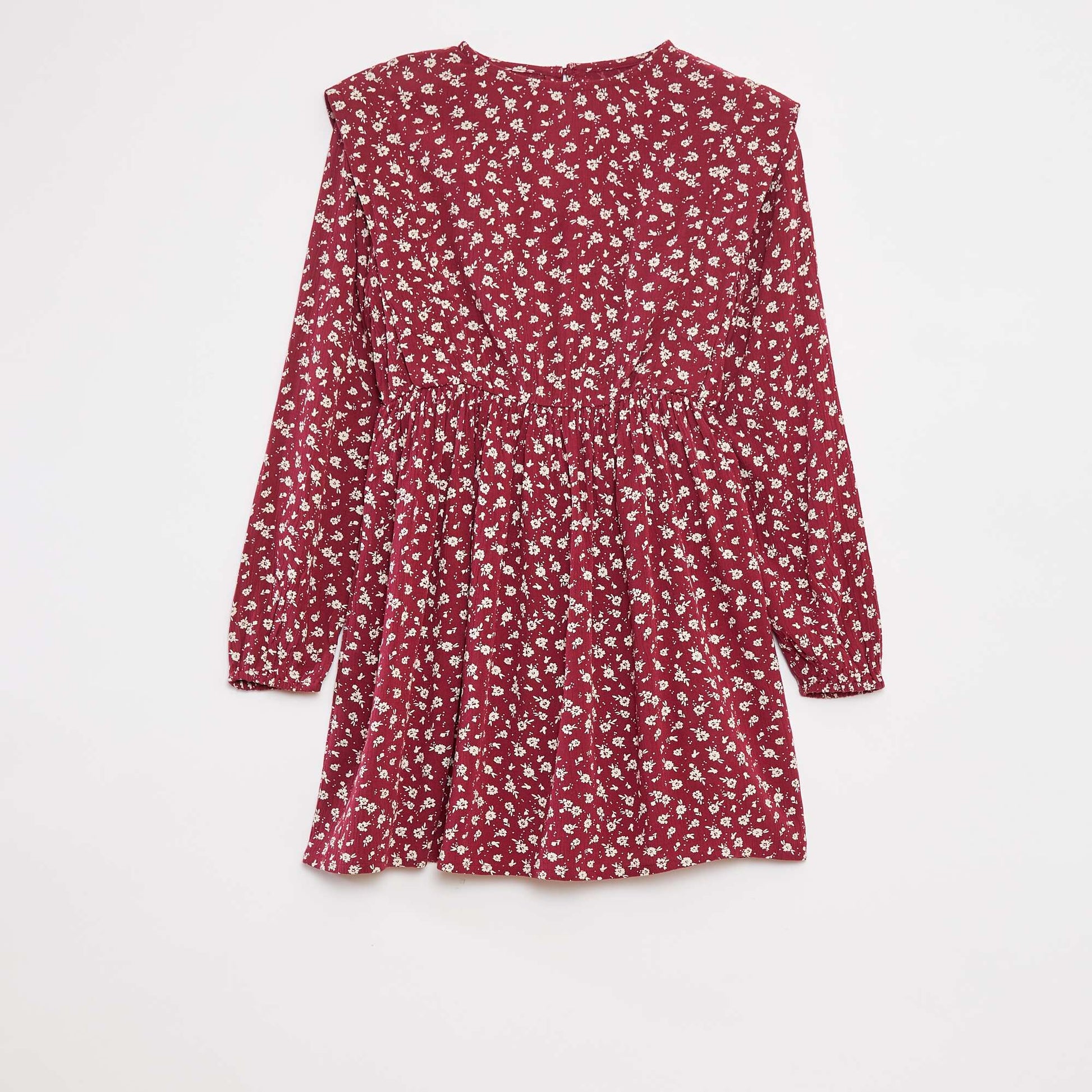 Flowing floral crêpe knit dress RED