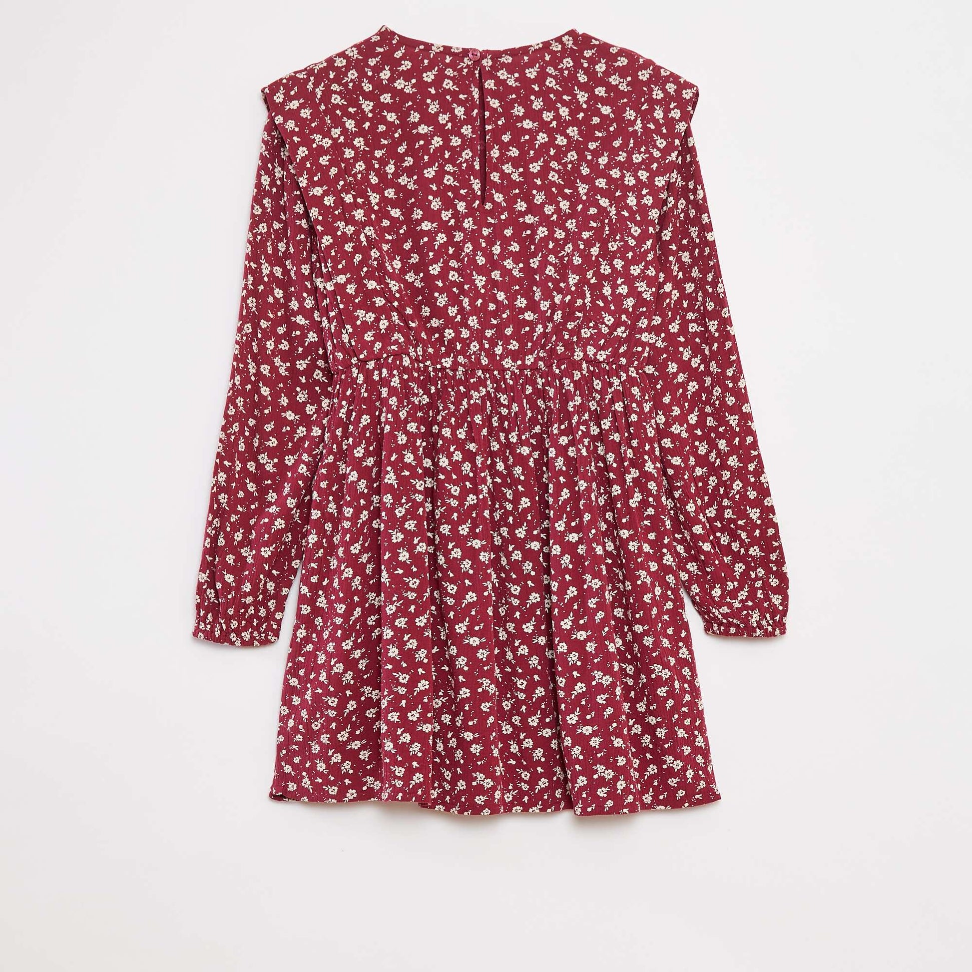 Flowing floral crêpe knit dress RED