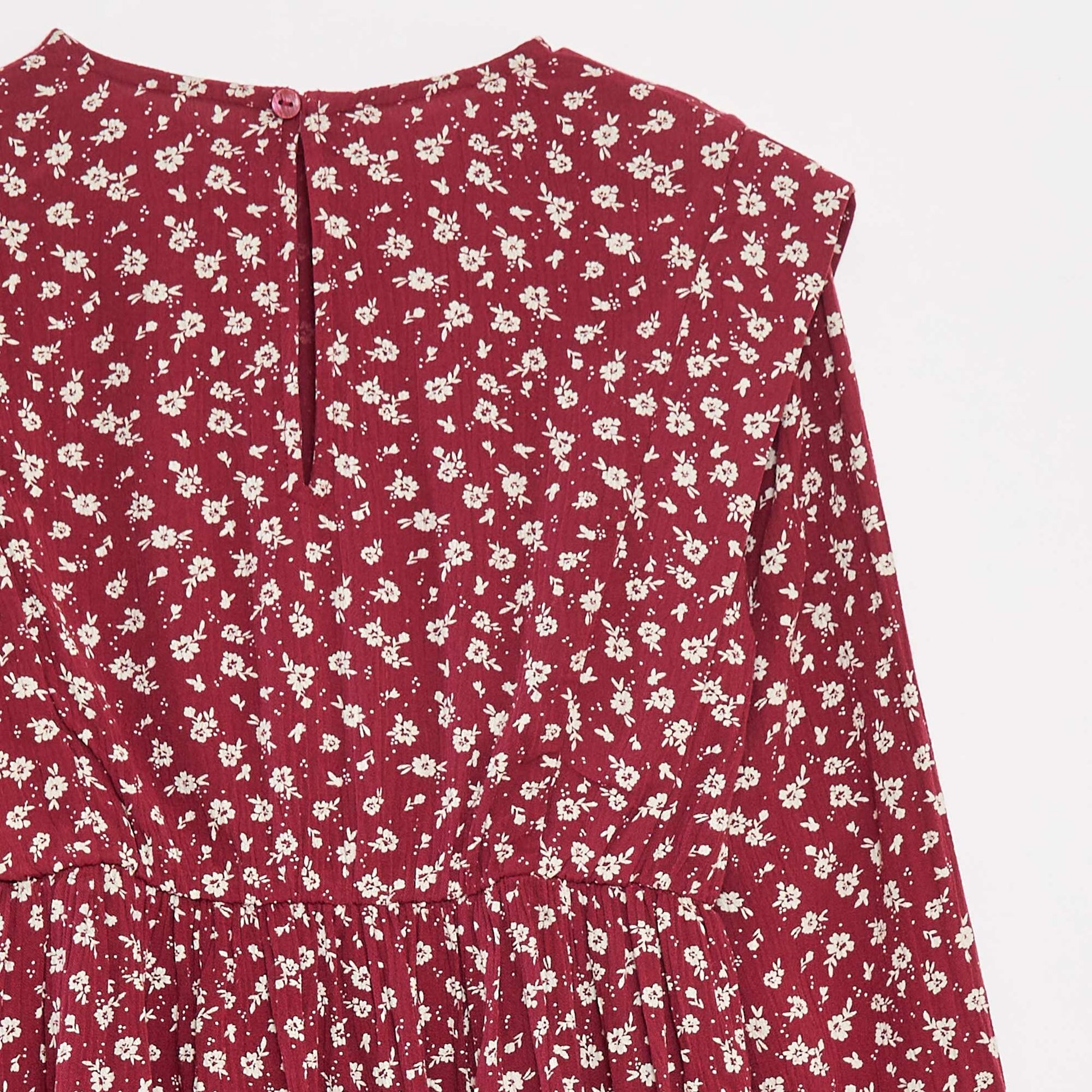 Flowing floral crêpe knit dress RED