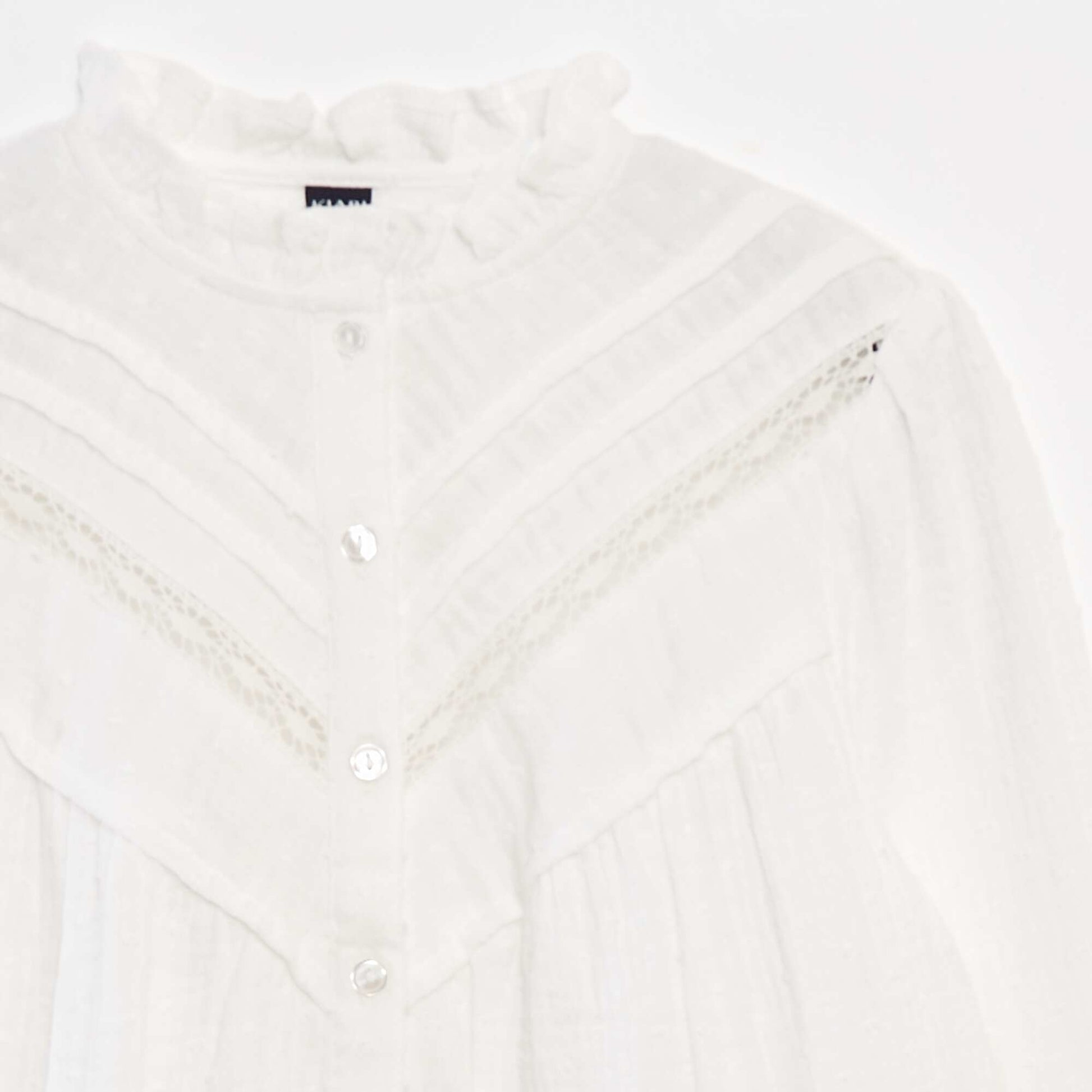 Dotted cotton gauze blouse WHITE