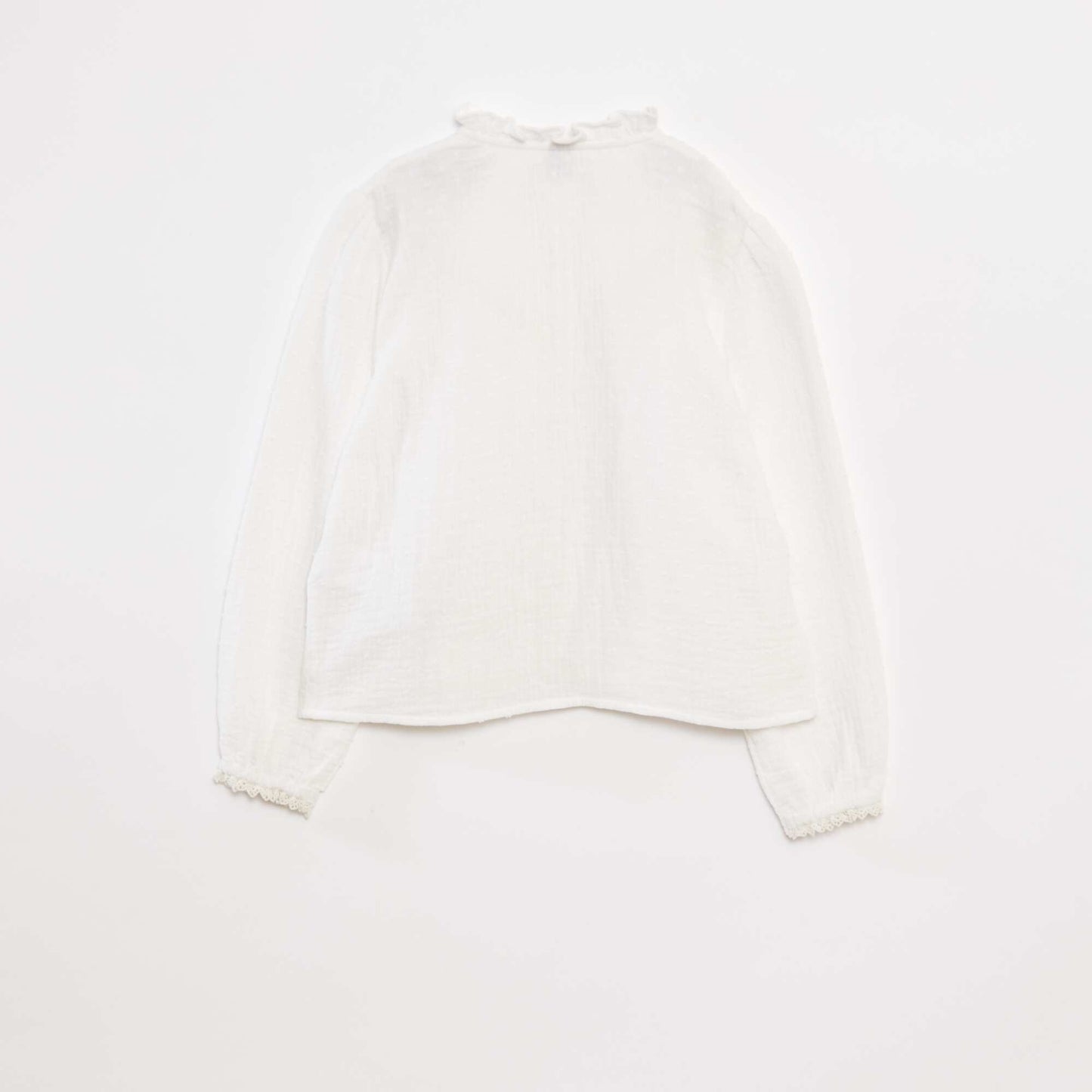 Dotted cotton gauze blouse WHITE