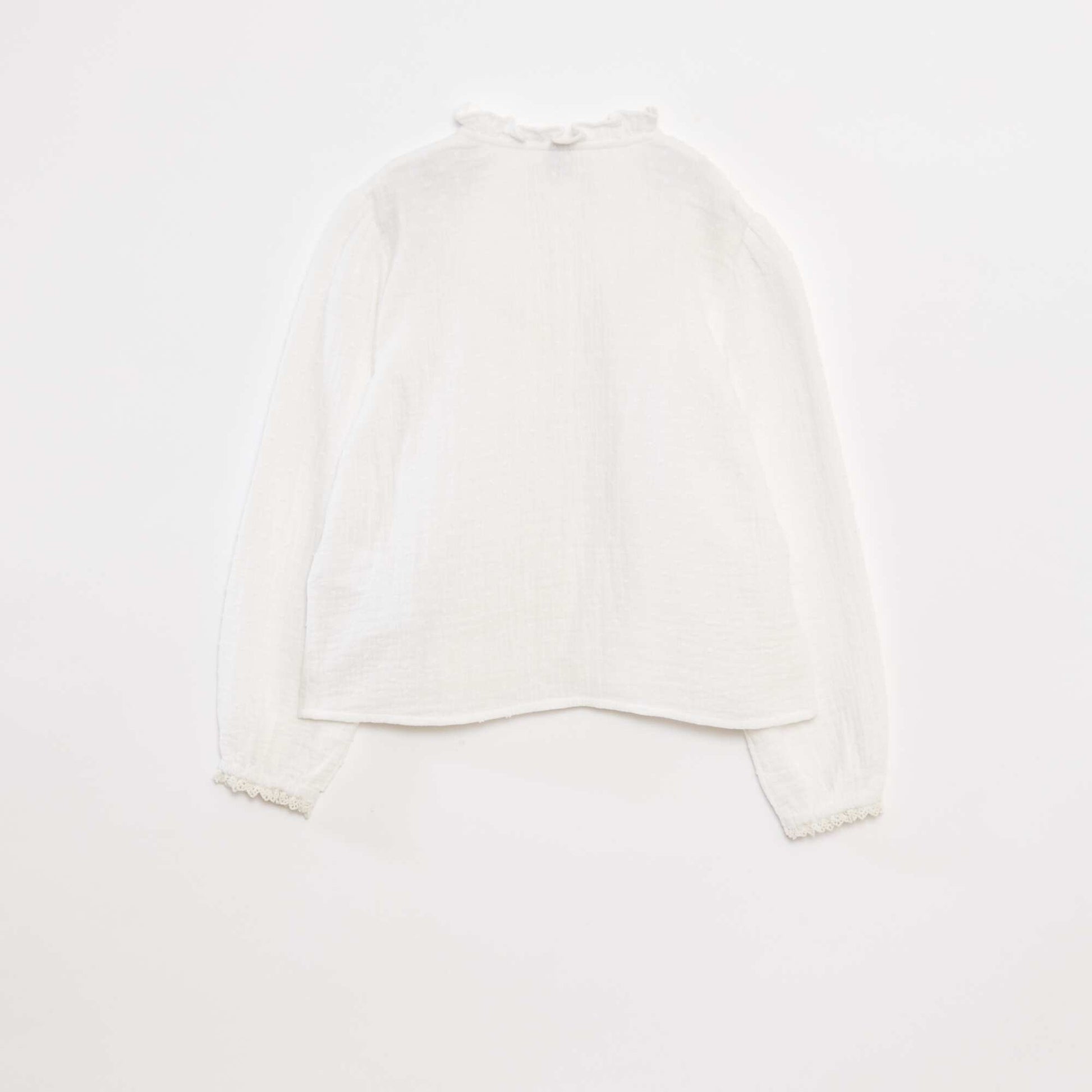 Dotted cotton gauze blouse WHITE
