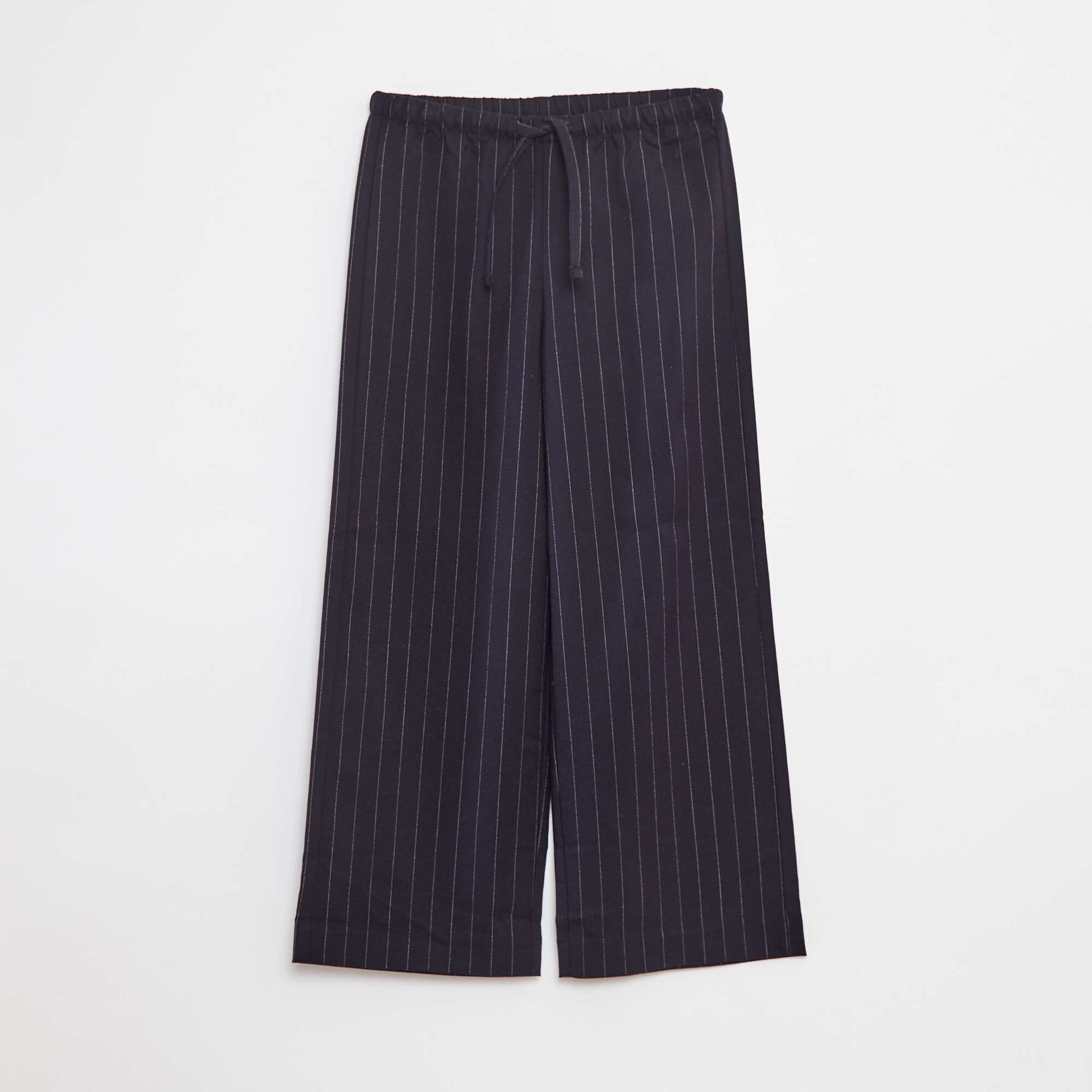 Wide-leg trousers with elasticated waistband and 2 pockets BLUE