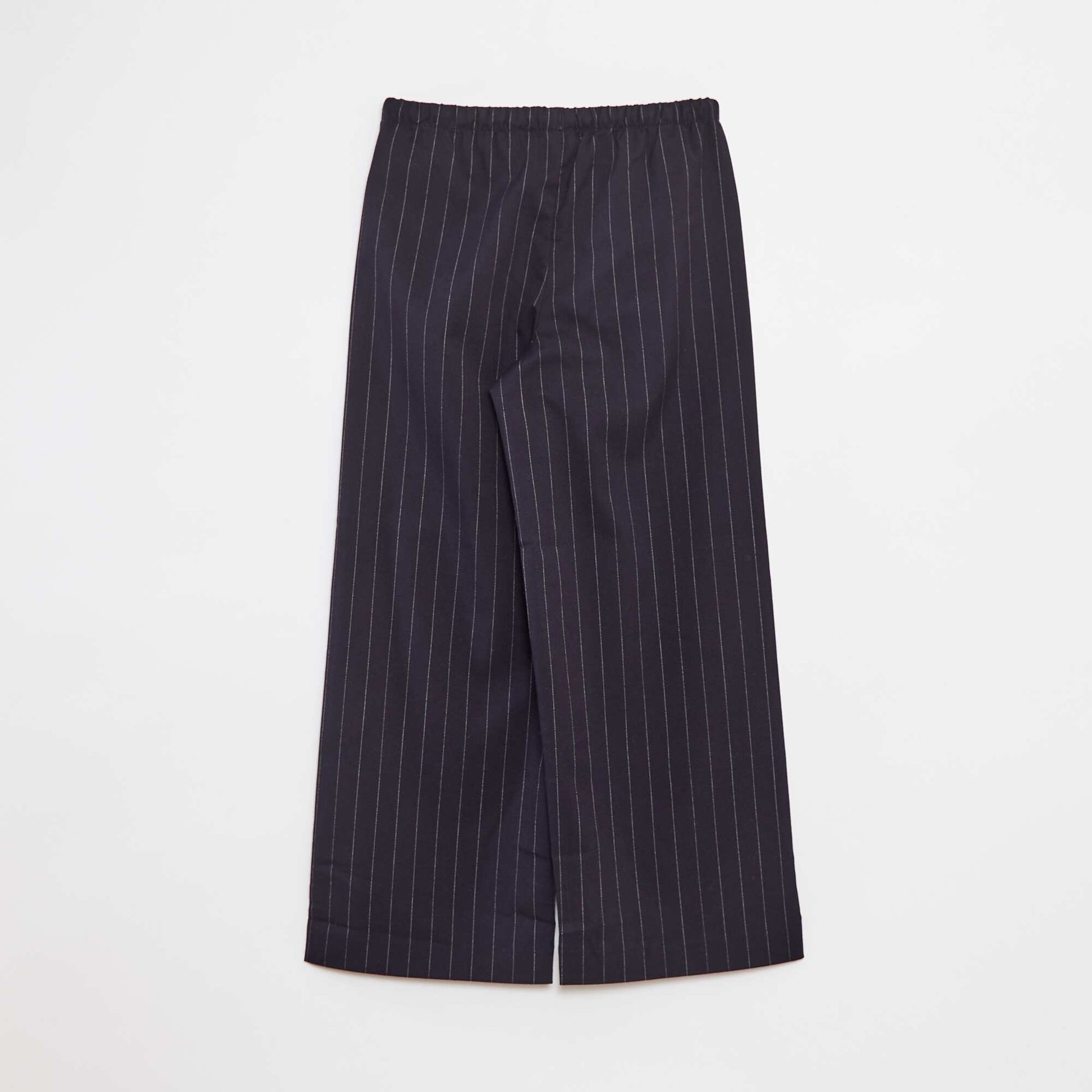 Wide-leg trousers with elasticated waistband and 2 pockets BLUE