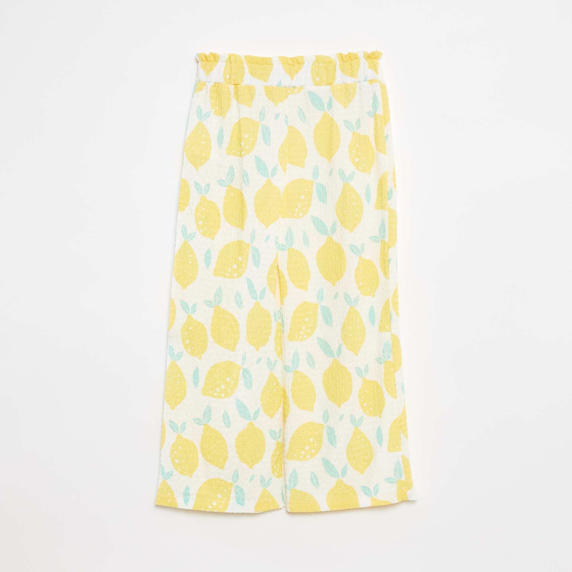 Patterned waffle-knit trousers WHITE