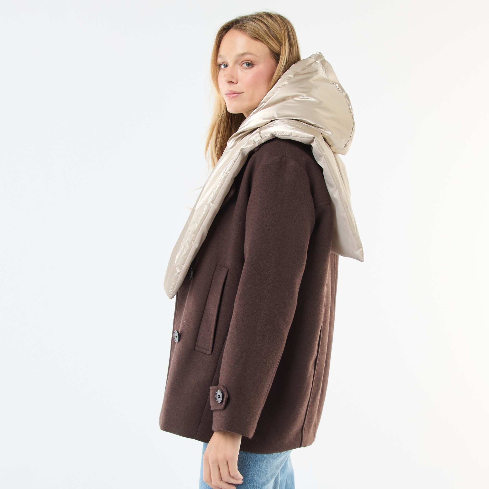 Silver Hooded Bib BEIGE