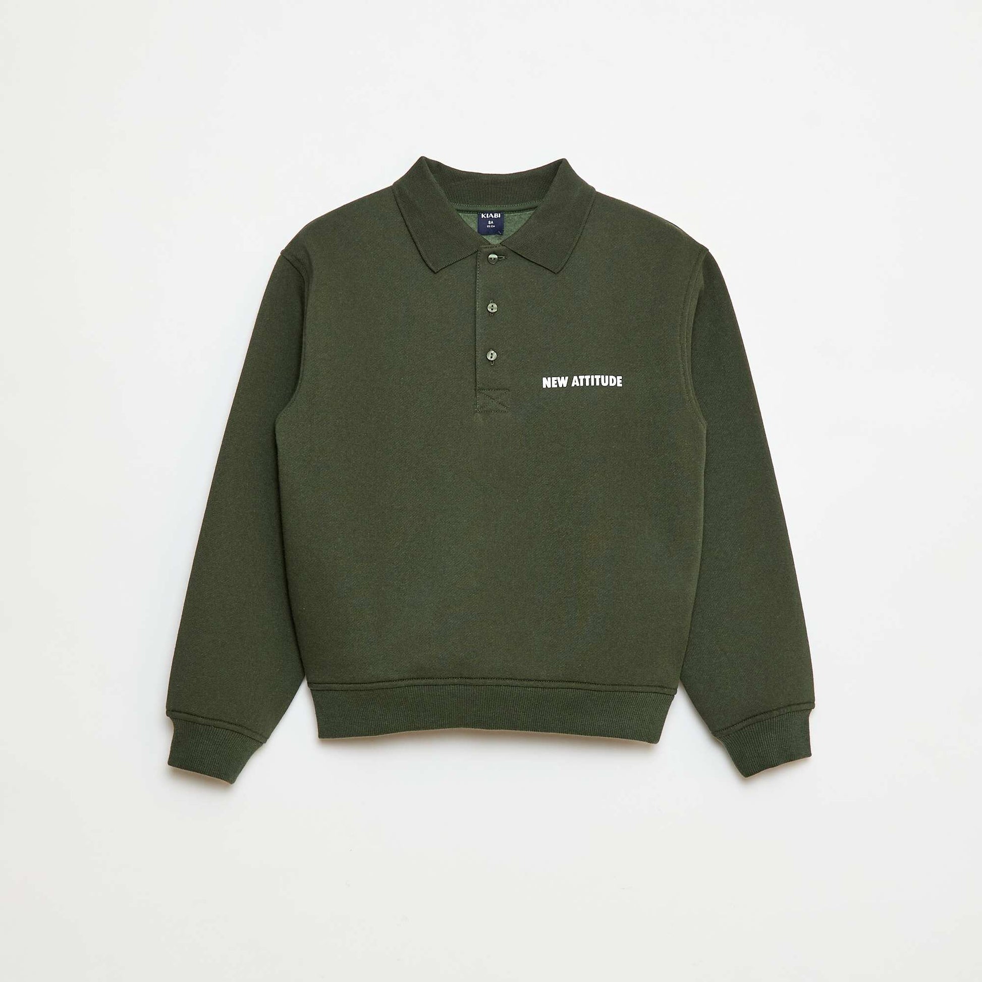 Round polo collar sweatshirt KHAKI