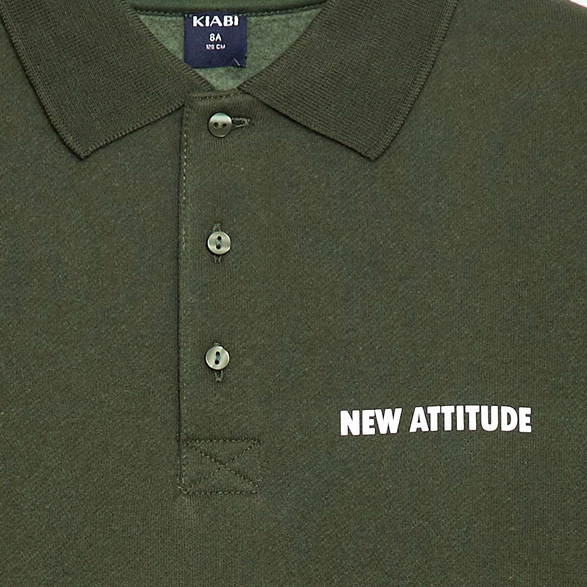 Round polo collar sweatshirt KHAKI