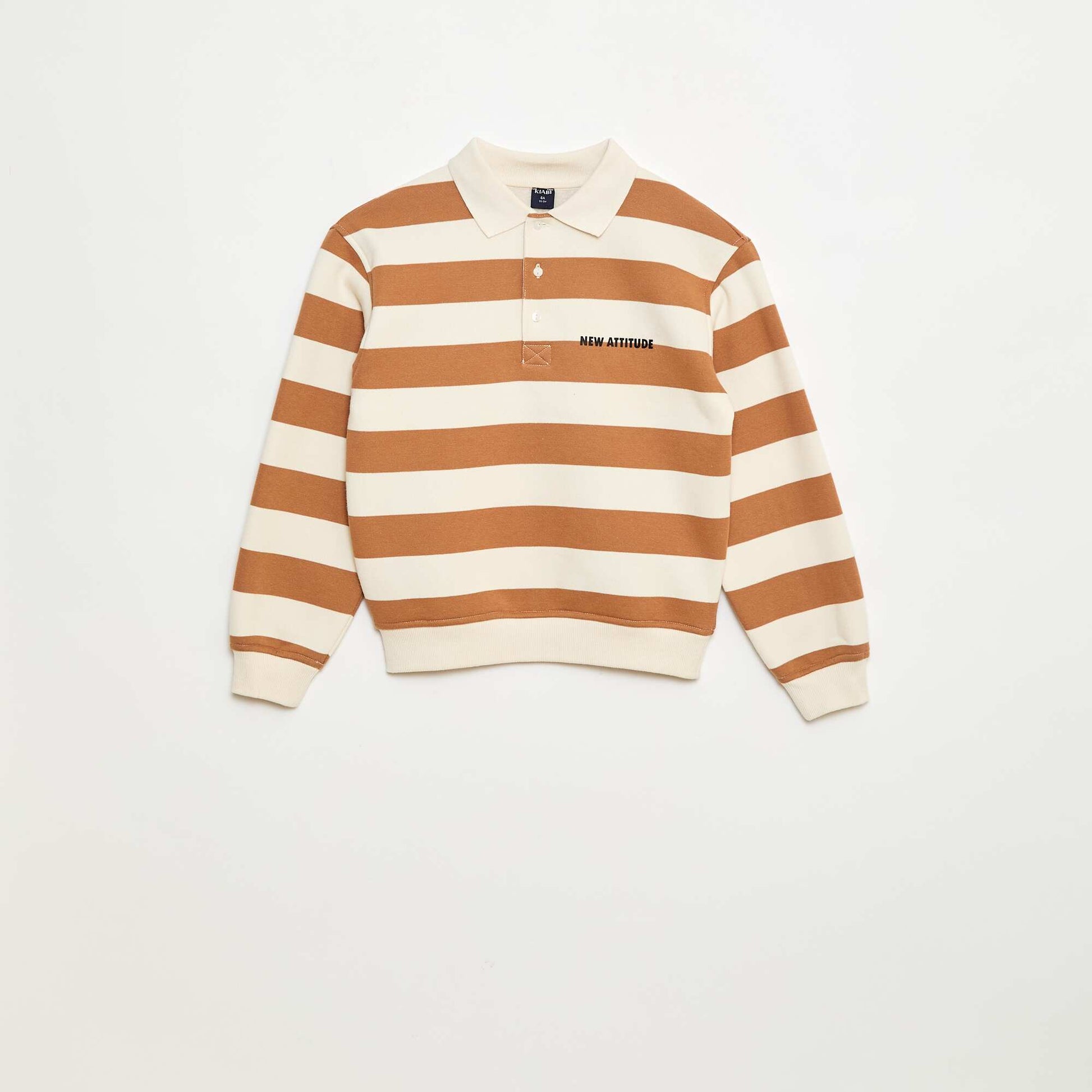 Round polo collar sweatshirt BEIGE