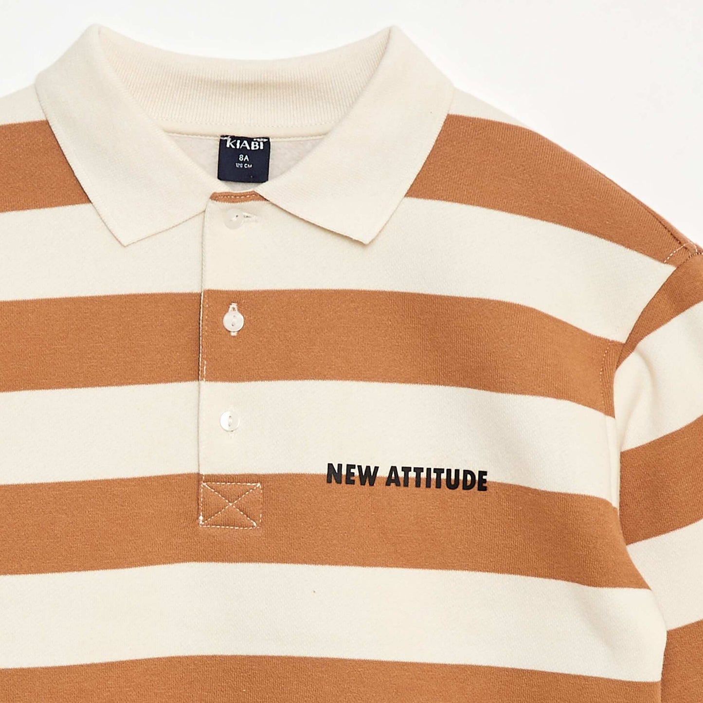 Round polo collar sweatshirt BEIGE