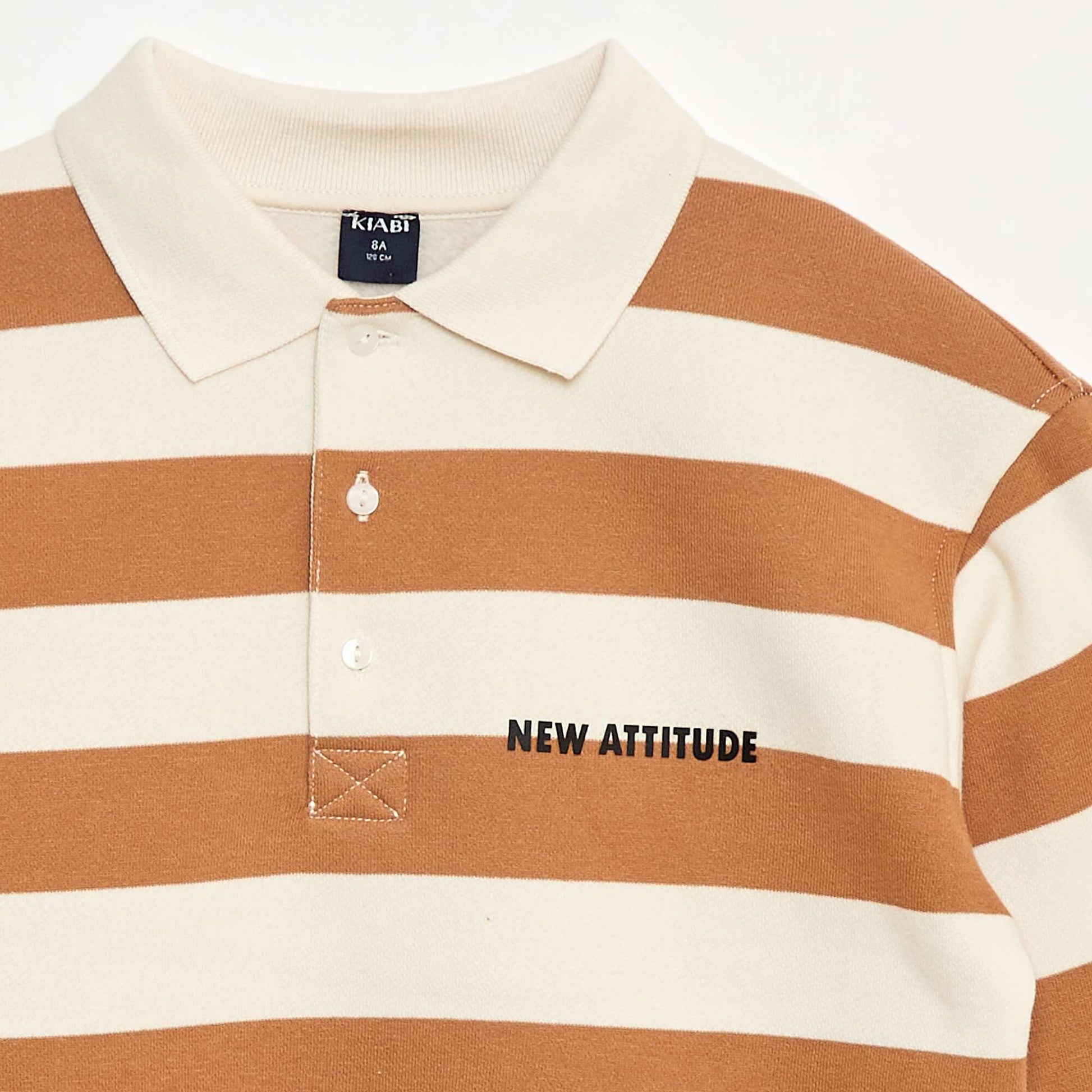 Round polo collar sweatshirt BEIGE