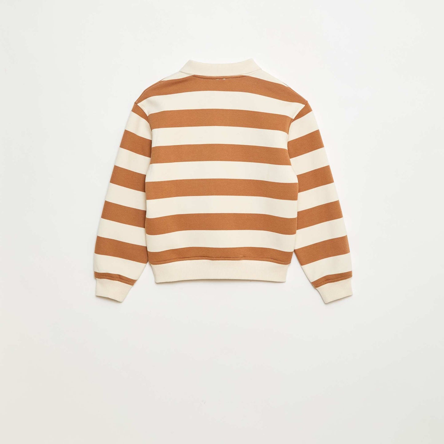 Round polo collar sweatshirt BEIGE