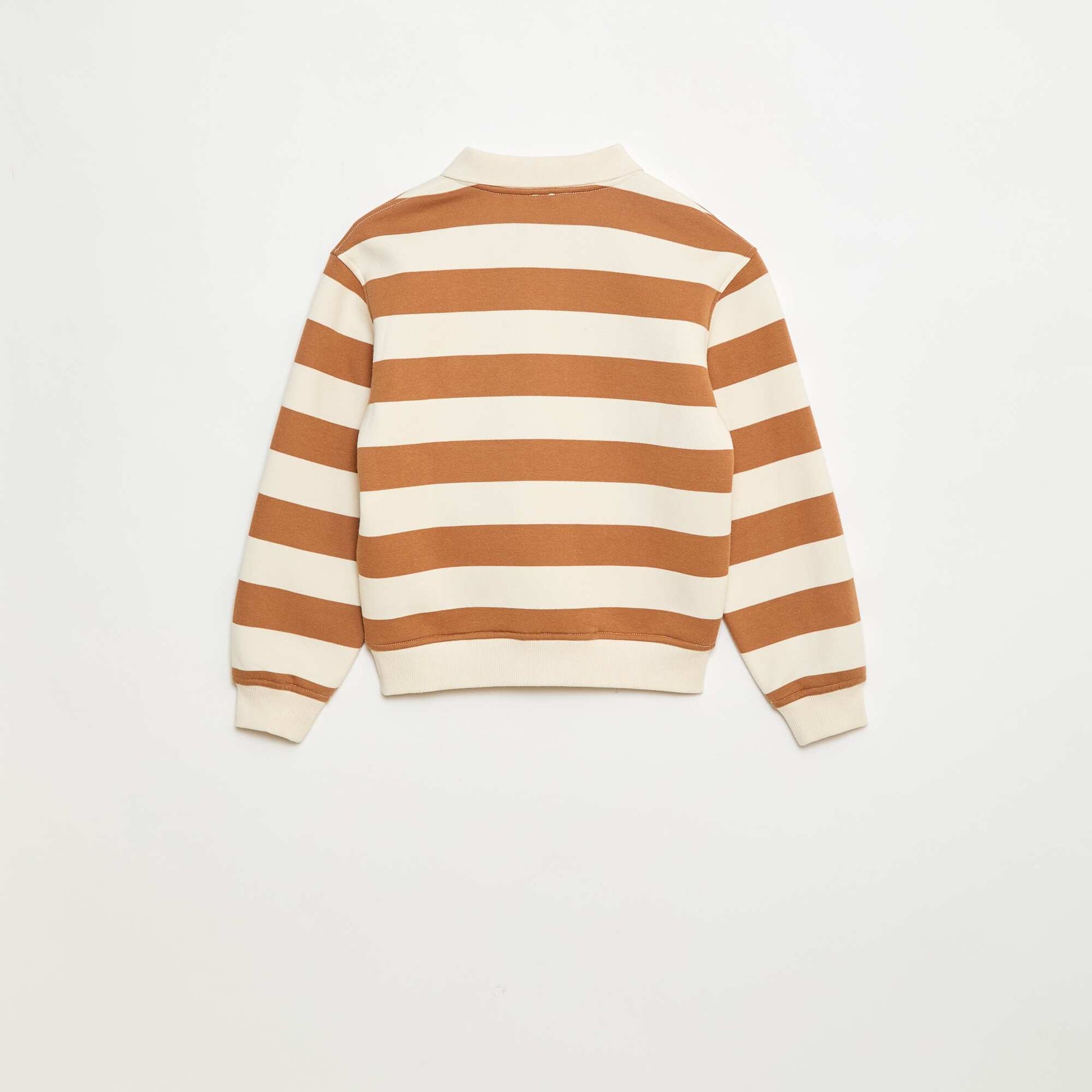 Round polo collar sweatshirt BEIGE