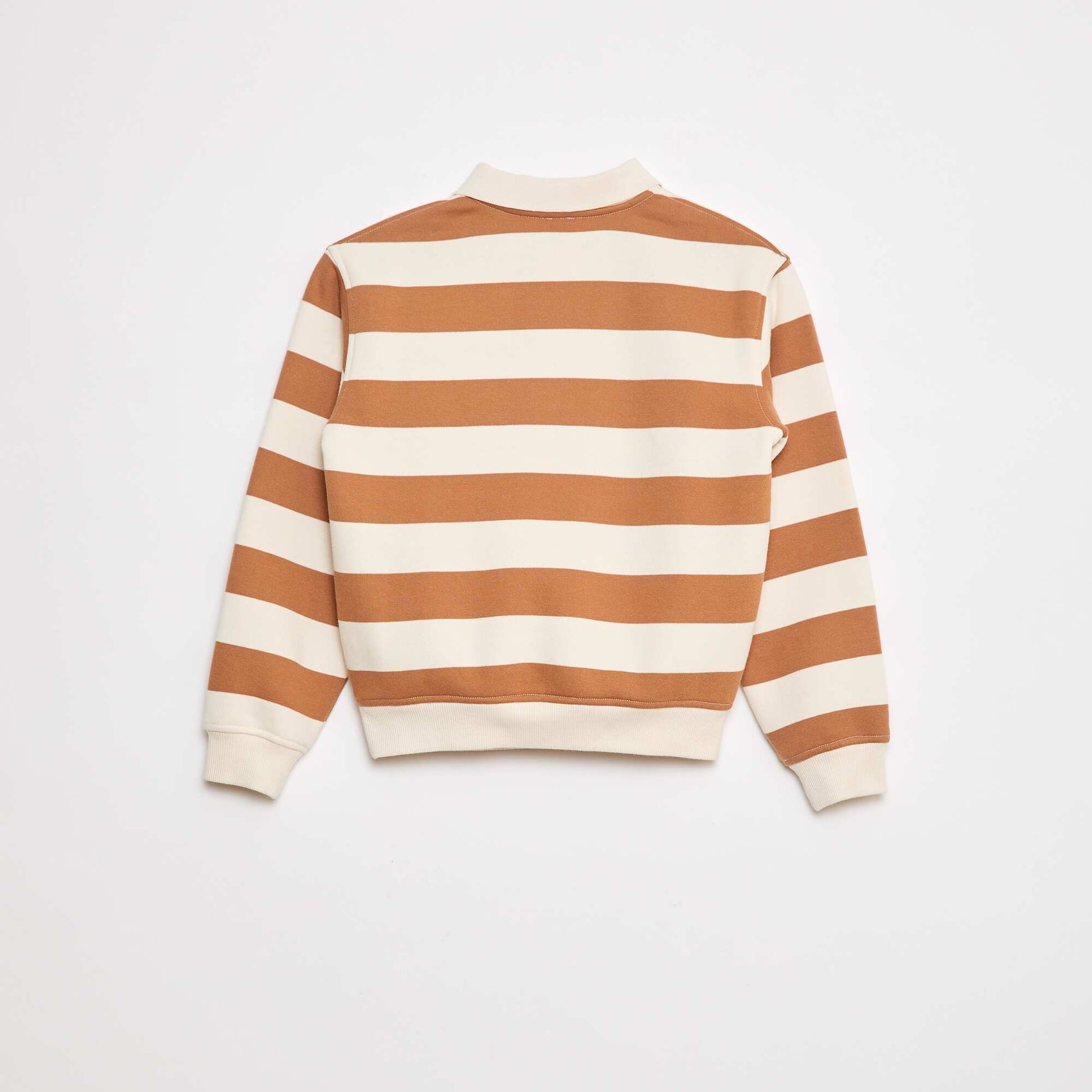 Round polo collar sweatshirt BEIGE
