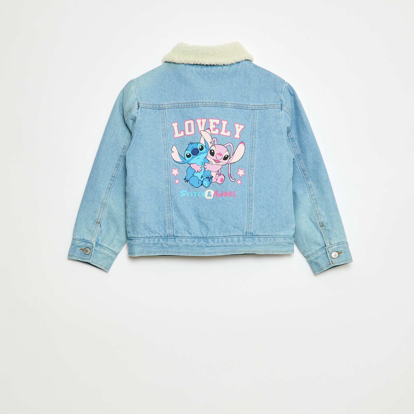Stitch Denim Jacket with Shearling-Effect Collar BLUE