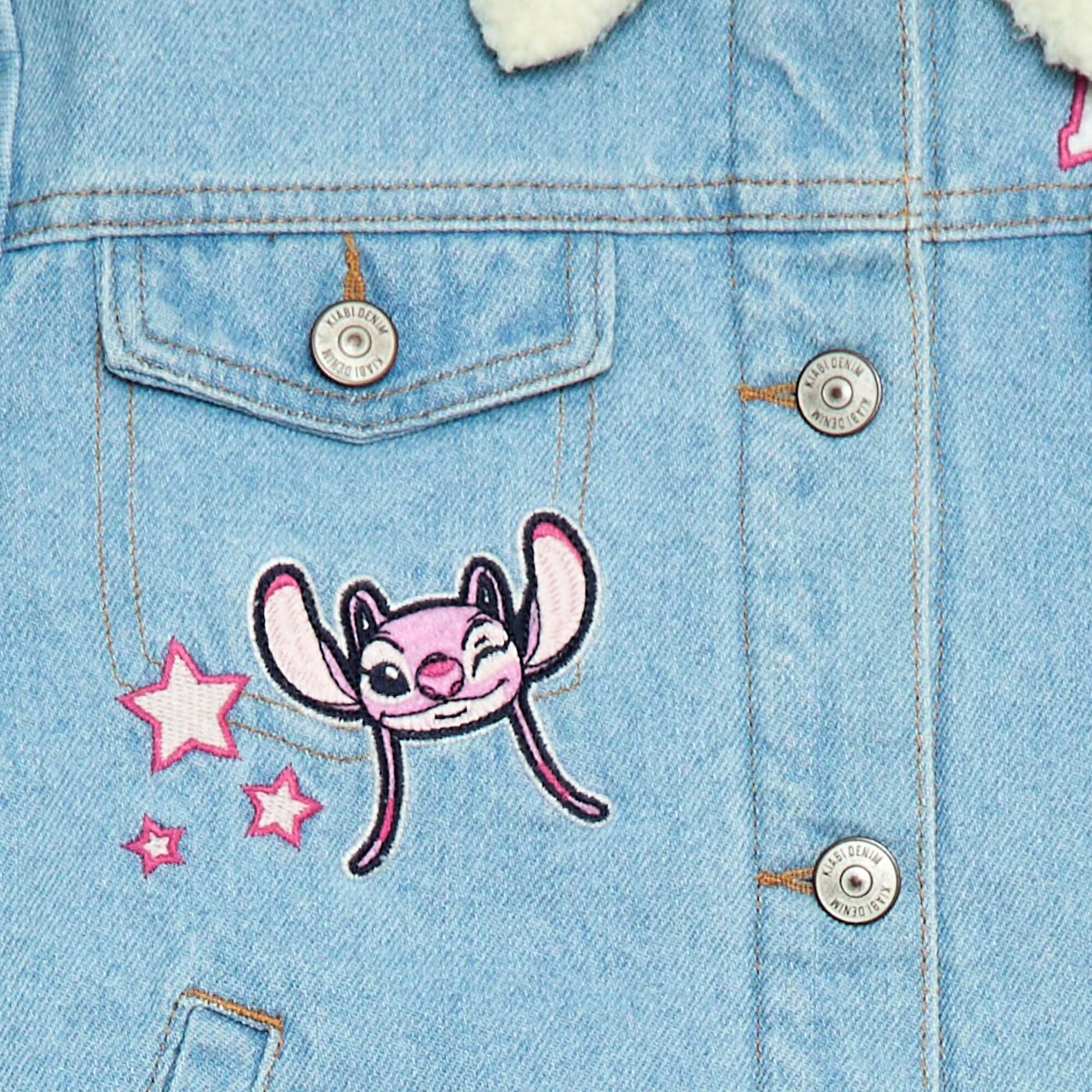 Stitch Denim Jacket with Shearling-Effect Collar BLUE