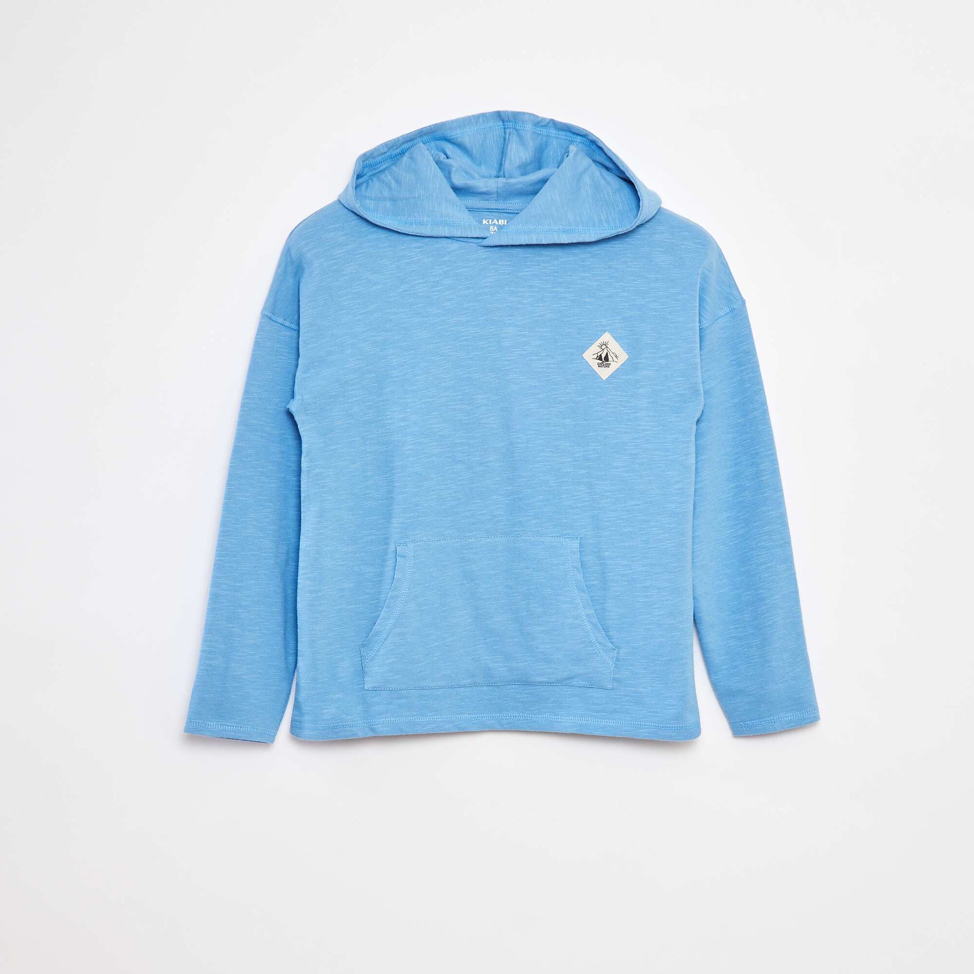 Long-sleeved T-shirt with hood BLUE