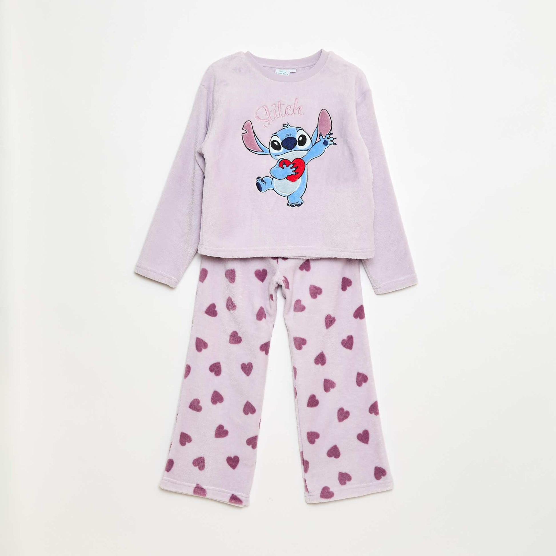 Disney 'Stitch' Fleece Long Pajama Set - 2 Piece PURPLE