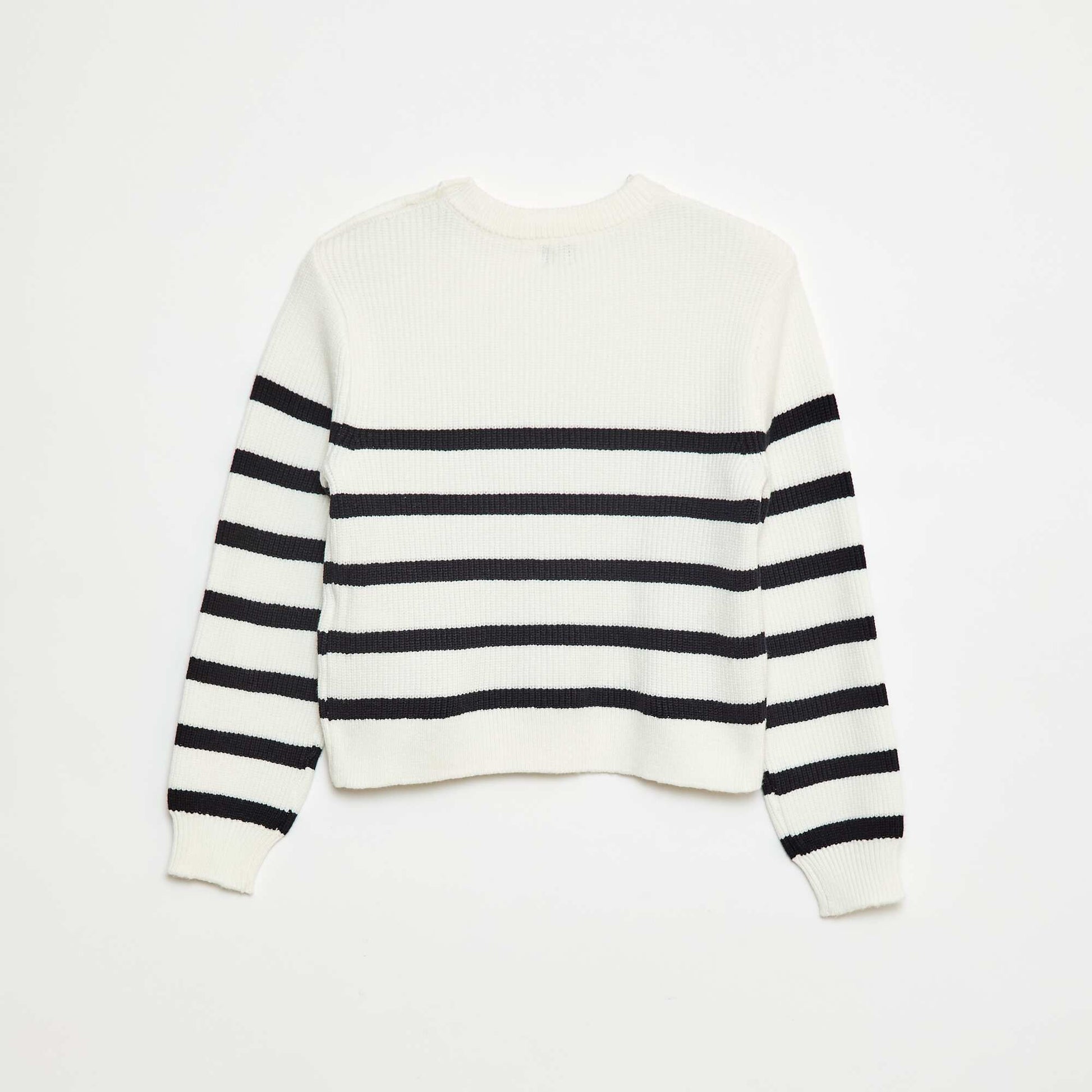 Ribbed Knit Sweater with Buttoned Shoulder BLUE