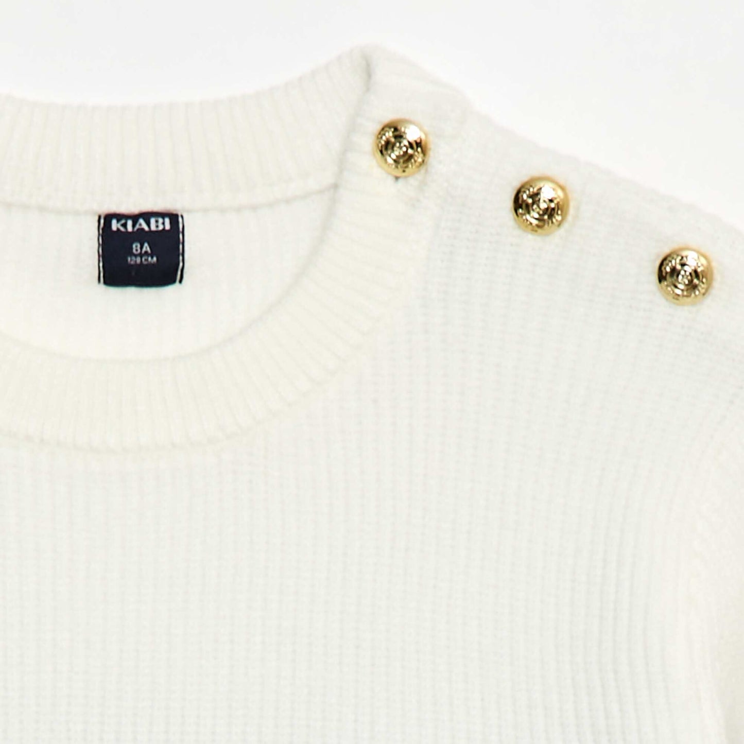 Ribbed Knit Sweater with Buttoned Shoulder BLUE