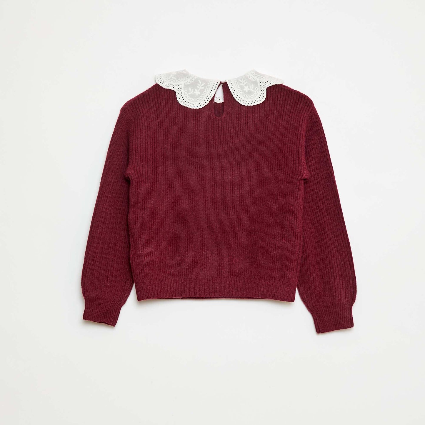 Knitted Sweater with Peter Pan Collar RED