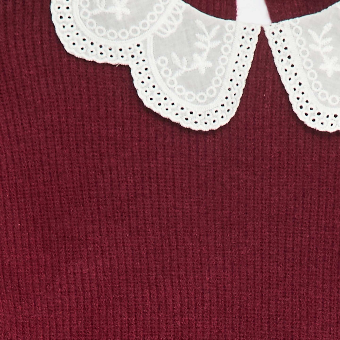 Knitted Sweater with Peter Pan Collar RED