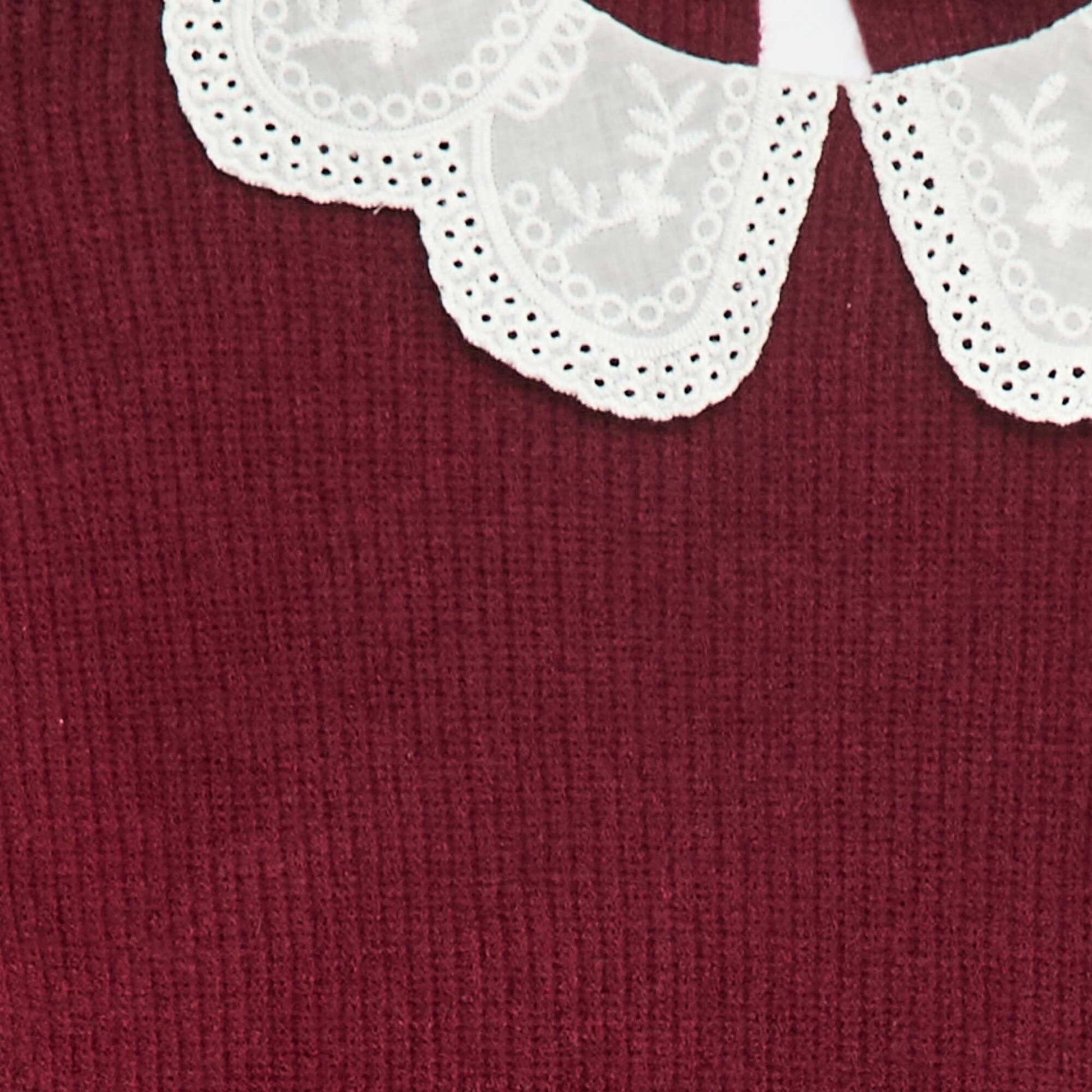 Knitted Sweater with Peter Pan Collar RED