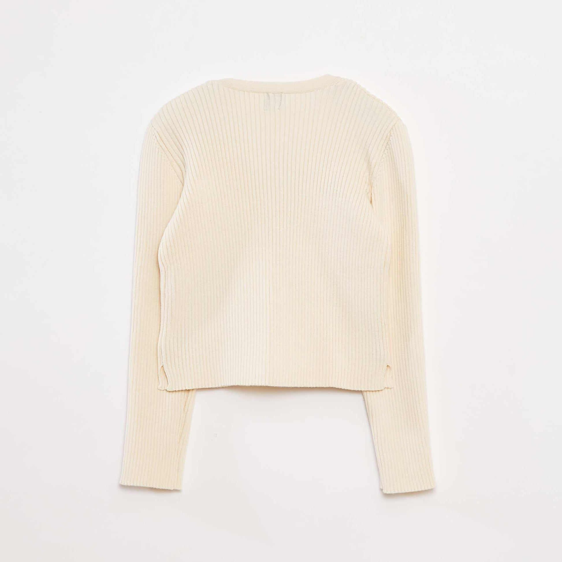 Ribbed cardigan with velvet bows WHITE
