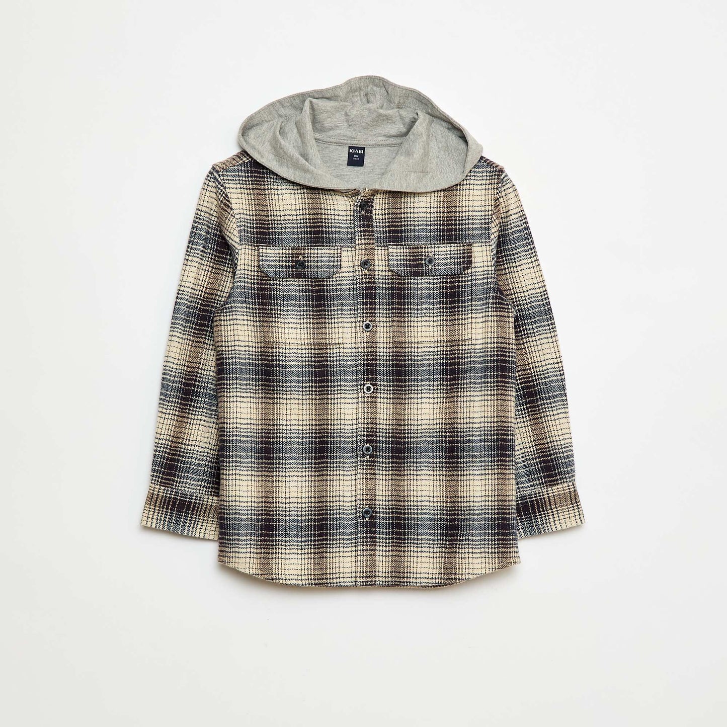 Hooded Checkered Shirt GREY