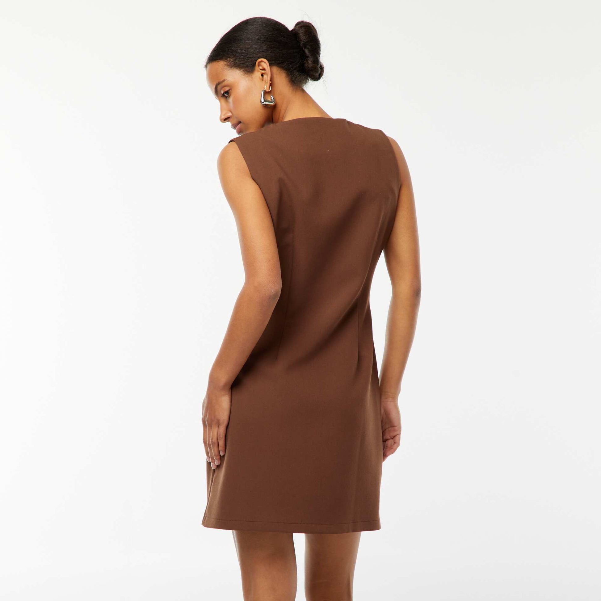 Short sleeveless dress BROWN