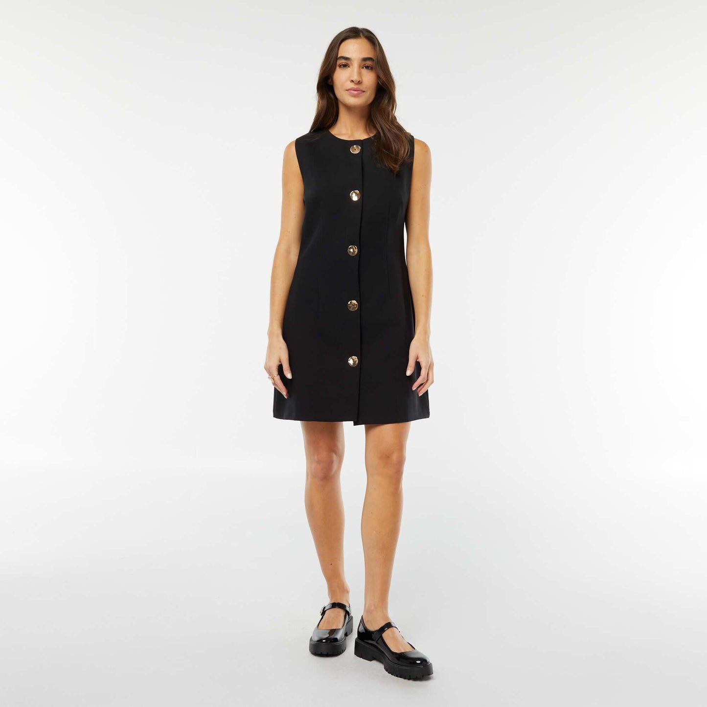 Short sleeveless dress BLACK