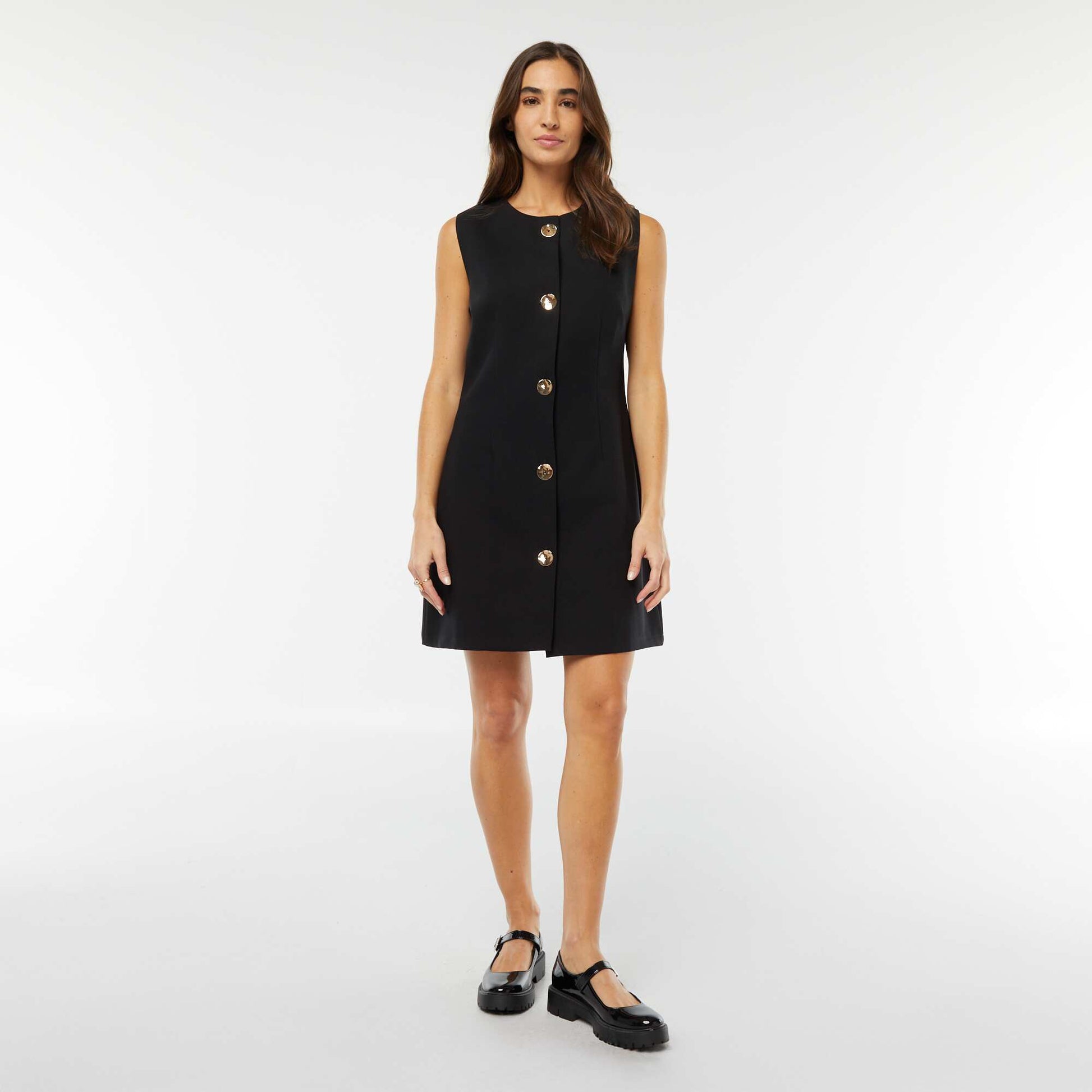 Short sleeveless dress BLACK