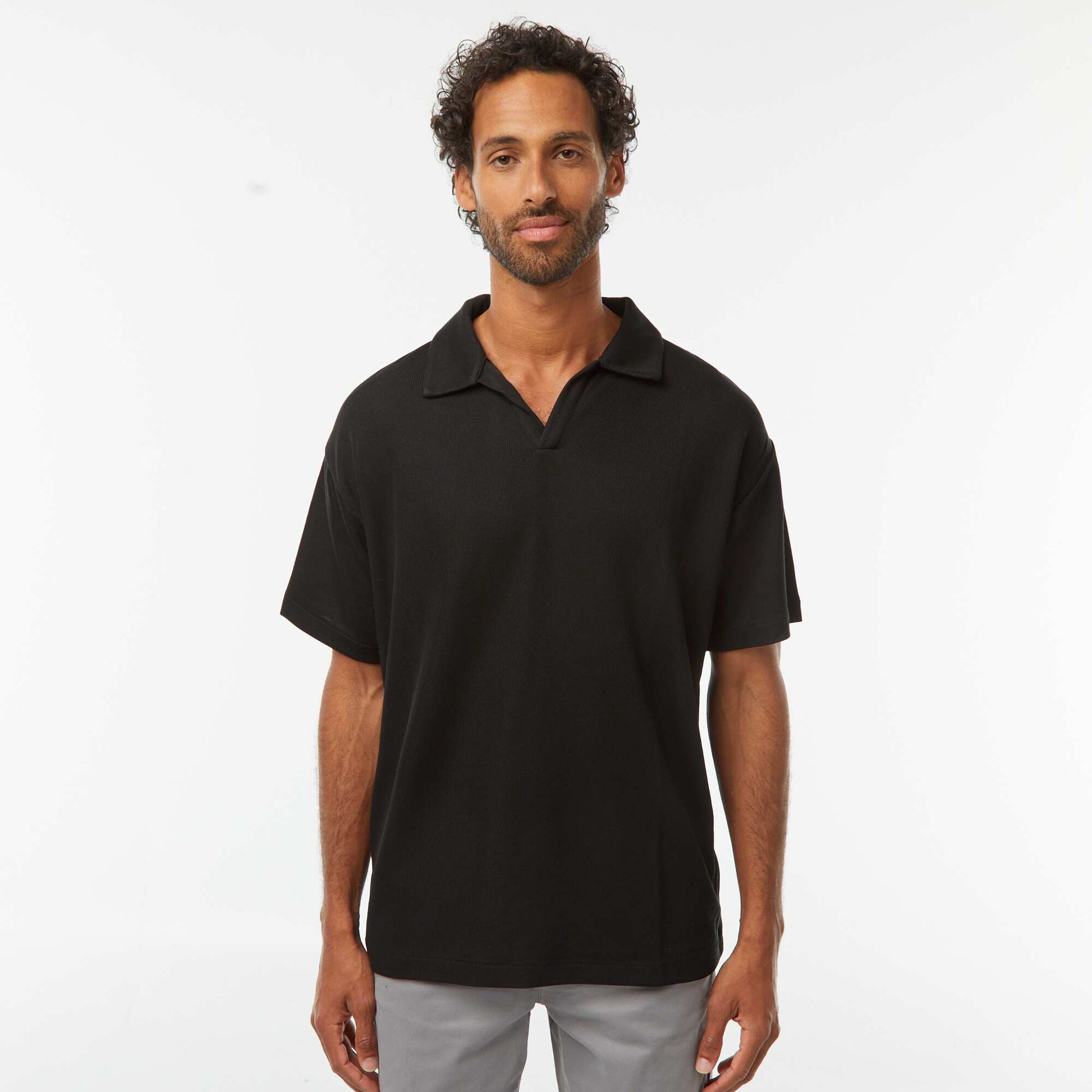 Short-sleeved polo shirt BLACK