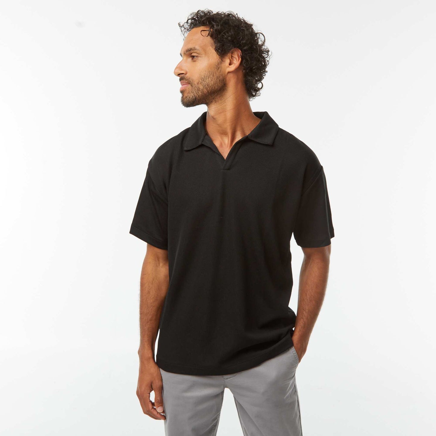 Short-sleeved polo shirt BLACK