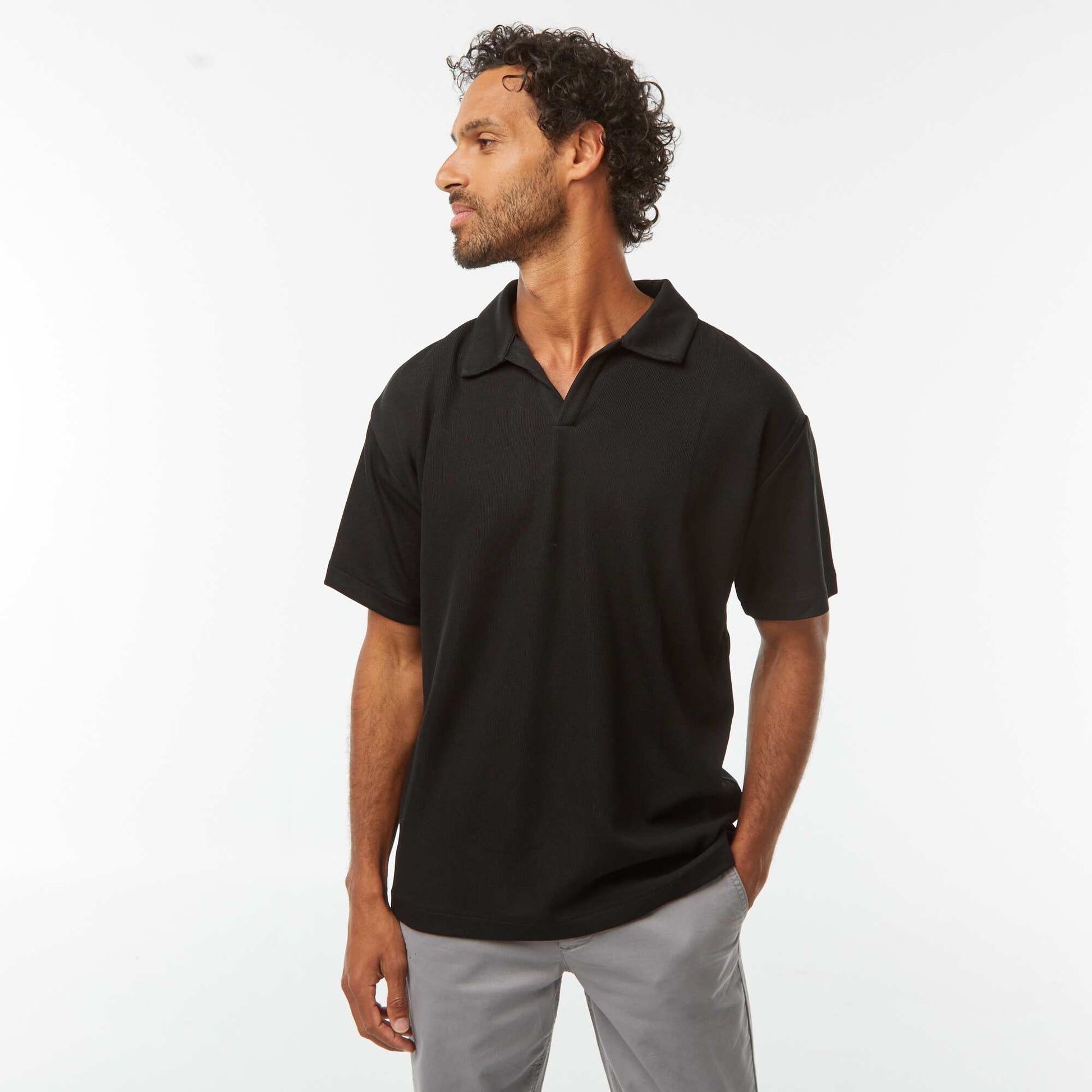 Short-sleeved polo shirt BLACK