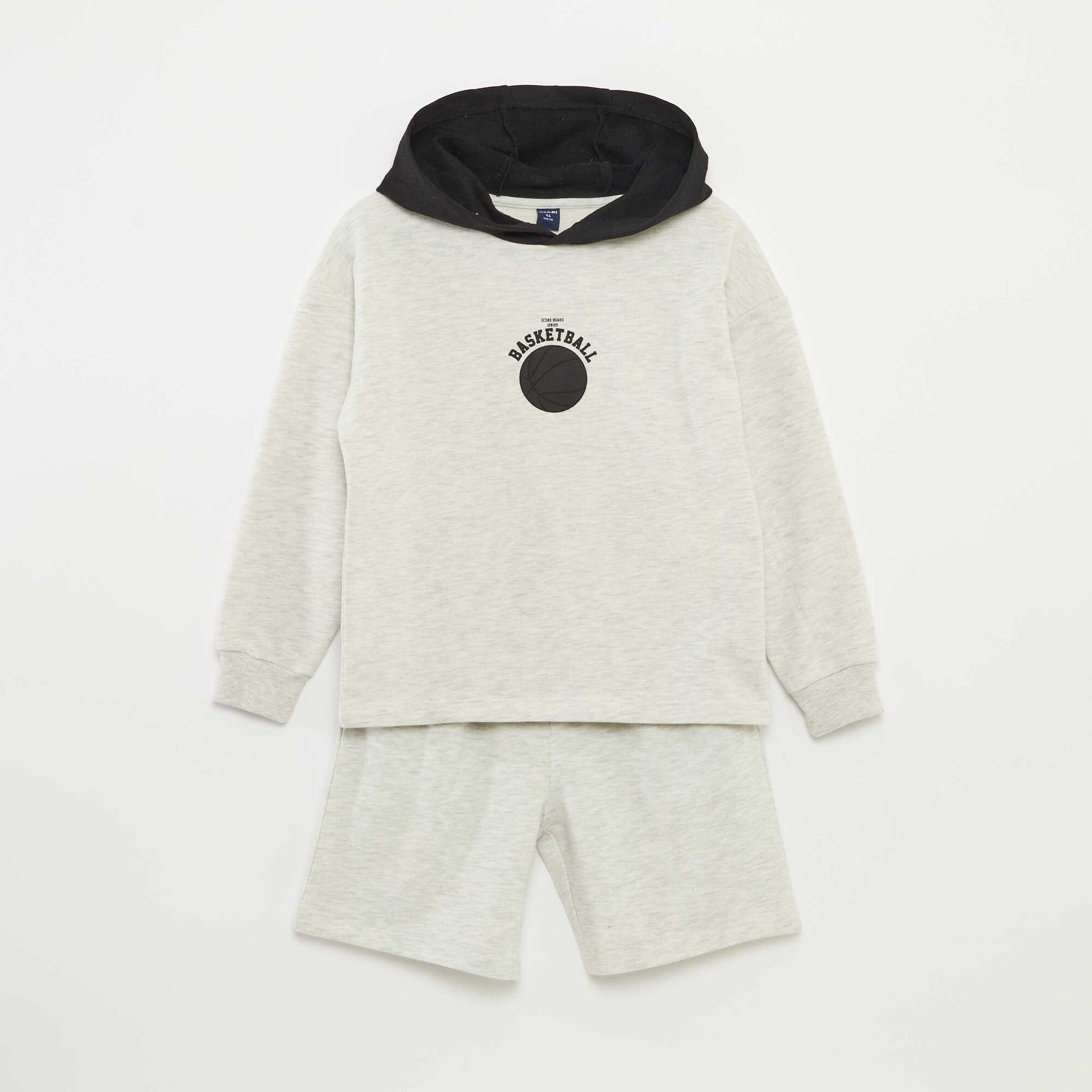 Lightweight sweatshirt fabric hoodie + shorts set - 2-piece set GREY