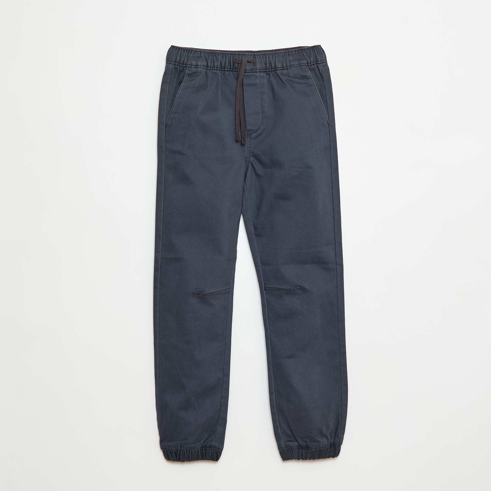 Elasticated Cotton Trousers BLACK