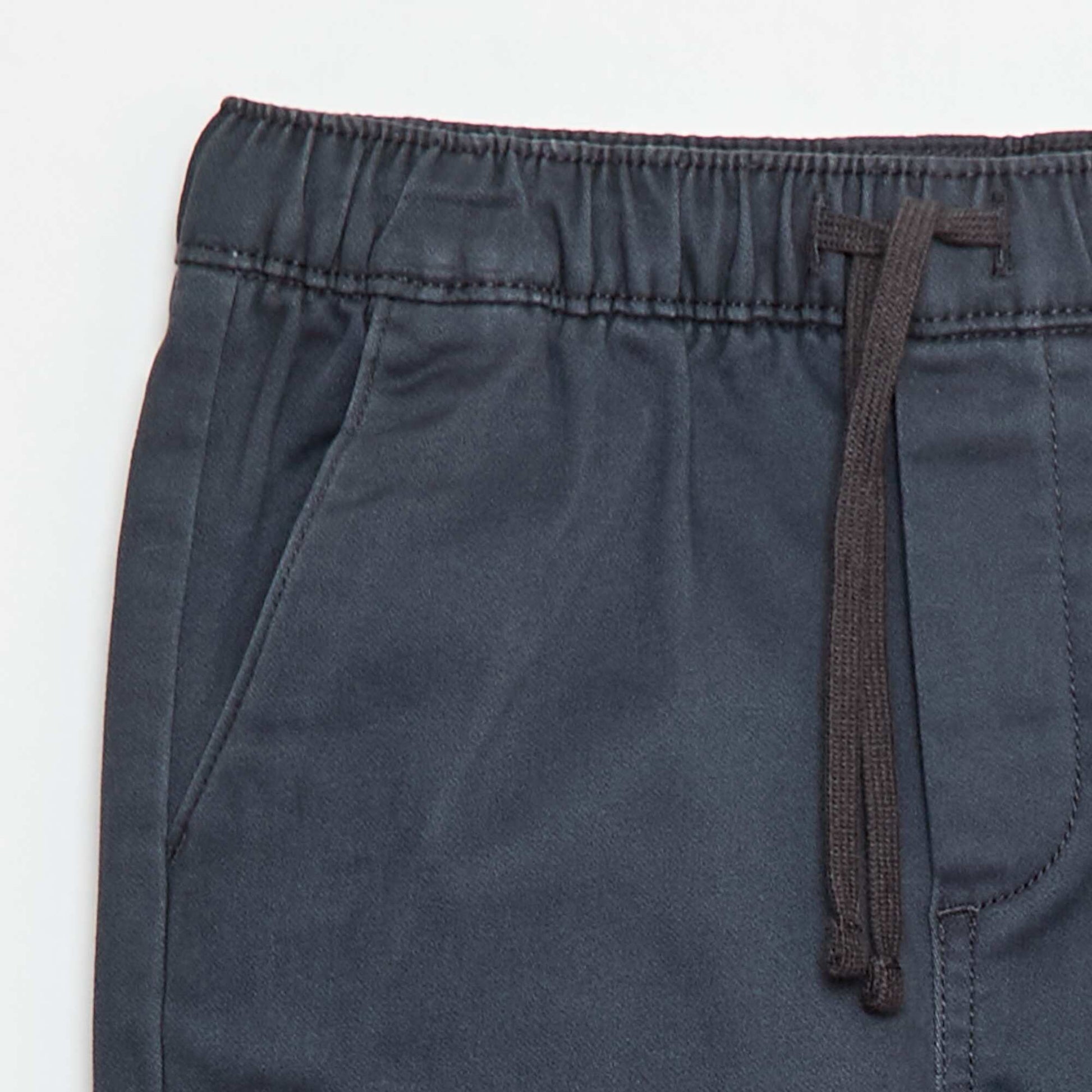Elasticated Cotton Trousers BLACK