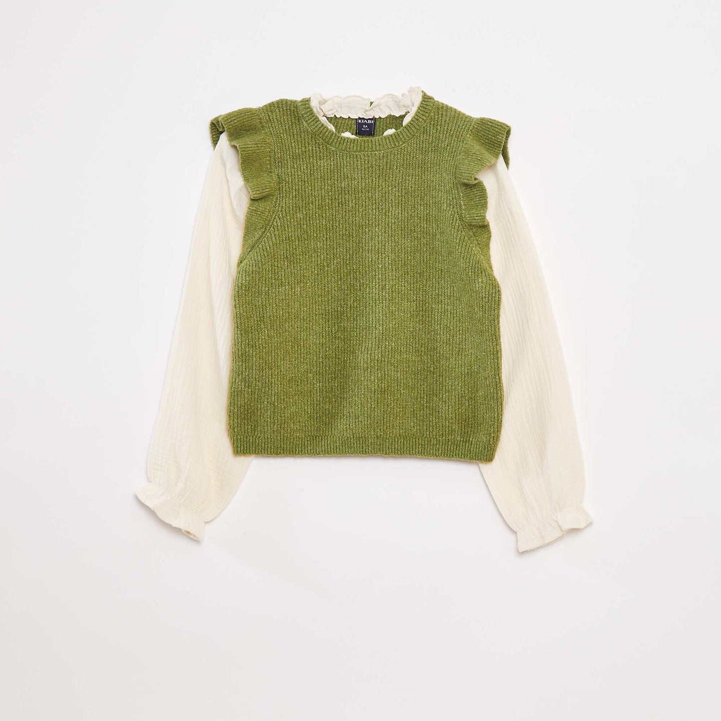 2-in-1 sweater with blouse GREEN