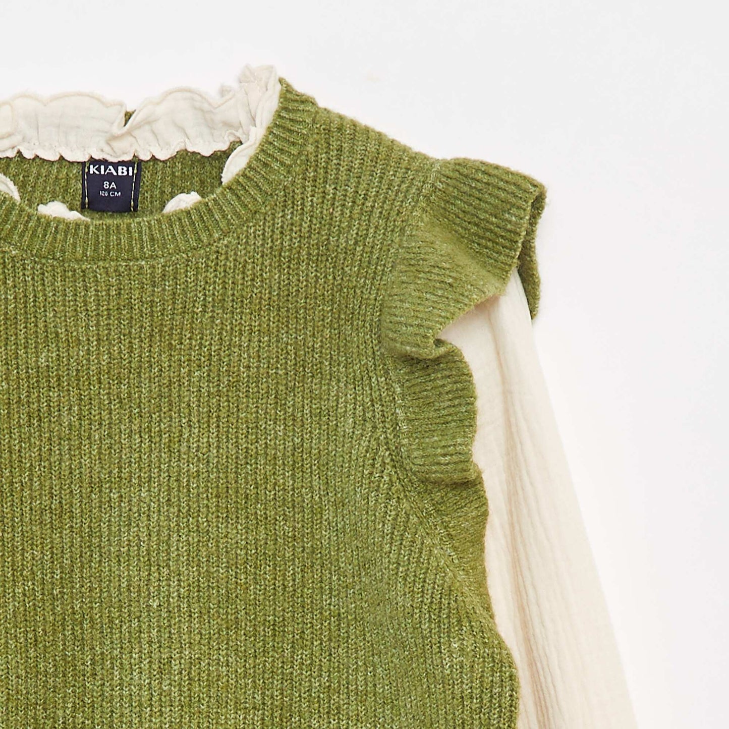 2-in-1 sweater with blouse GREEN