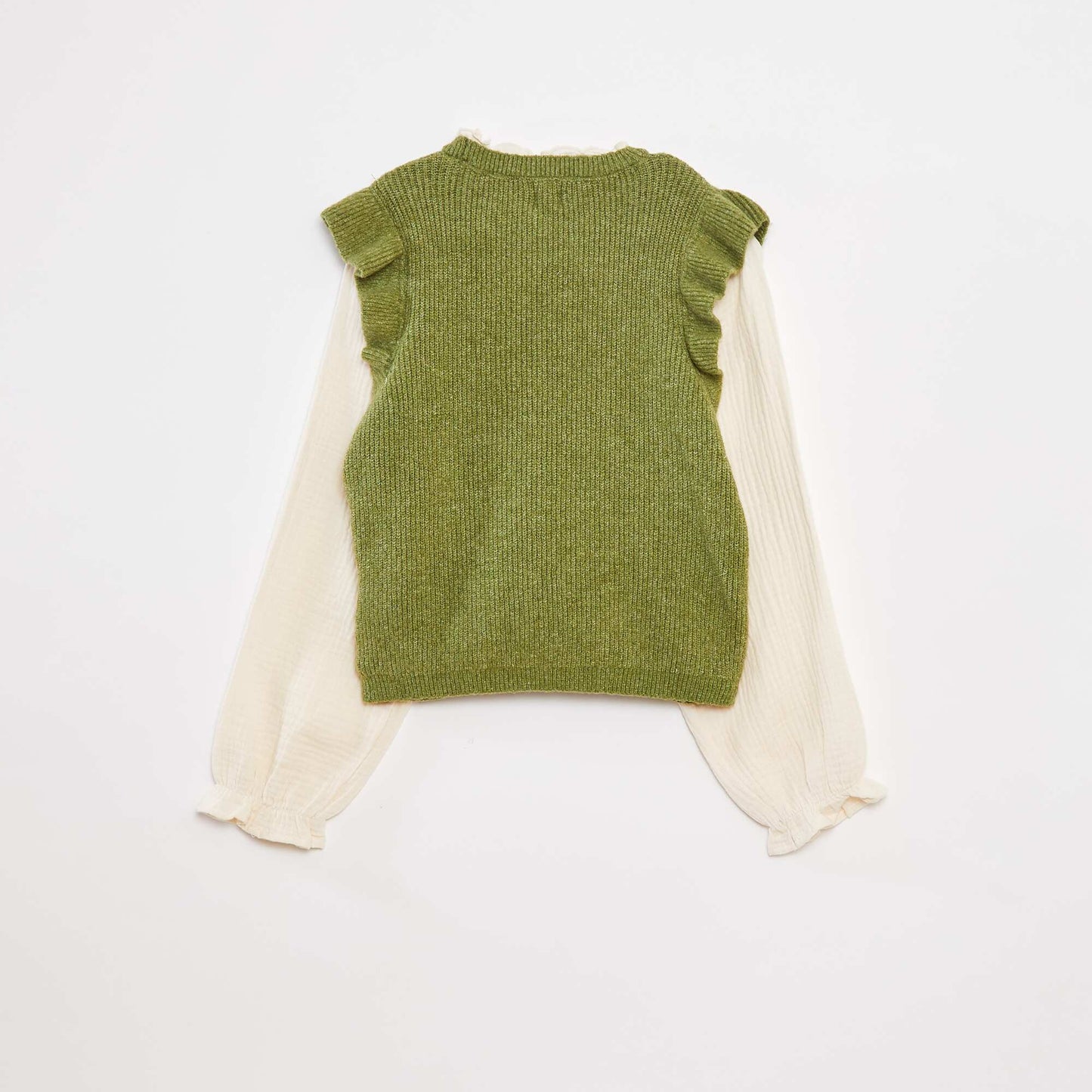 2-in-1 sweater with blouse GREEN