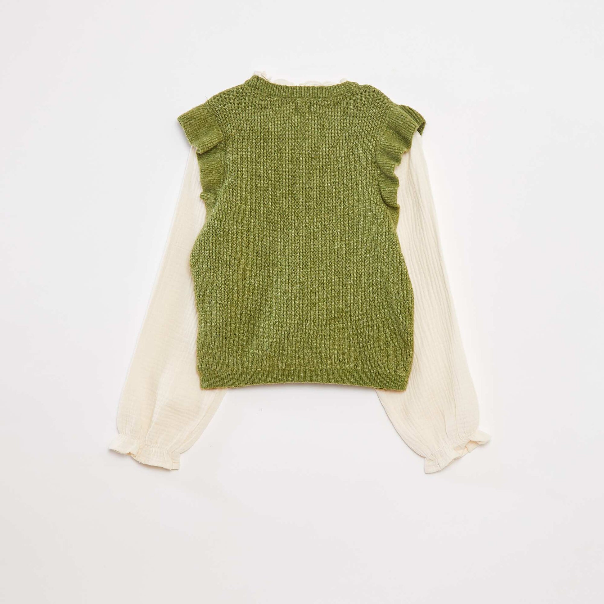 2-in-1 sweater with blouse GREEN